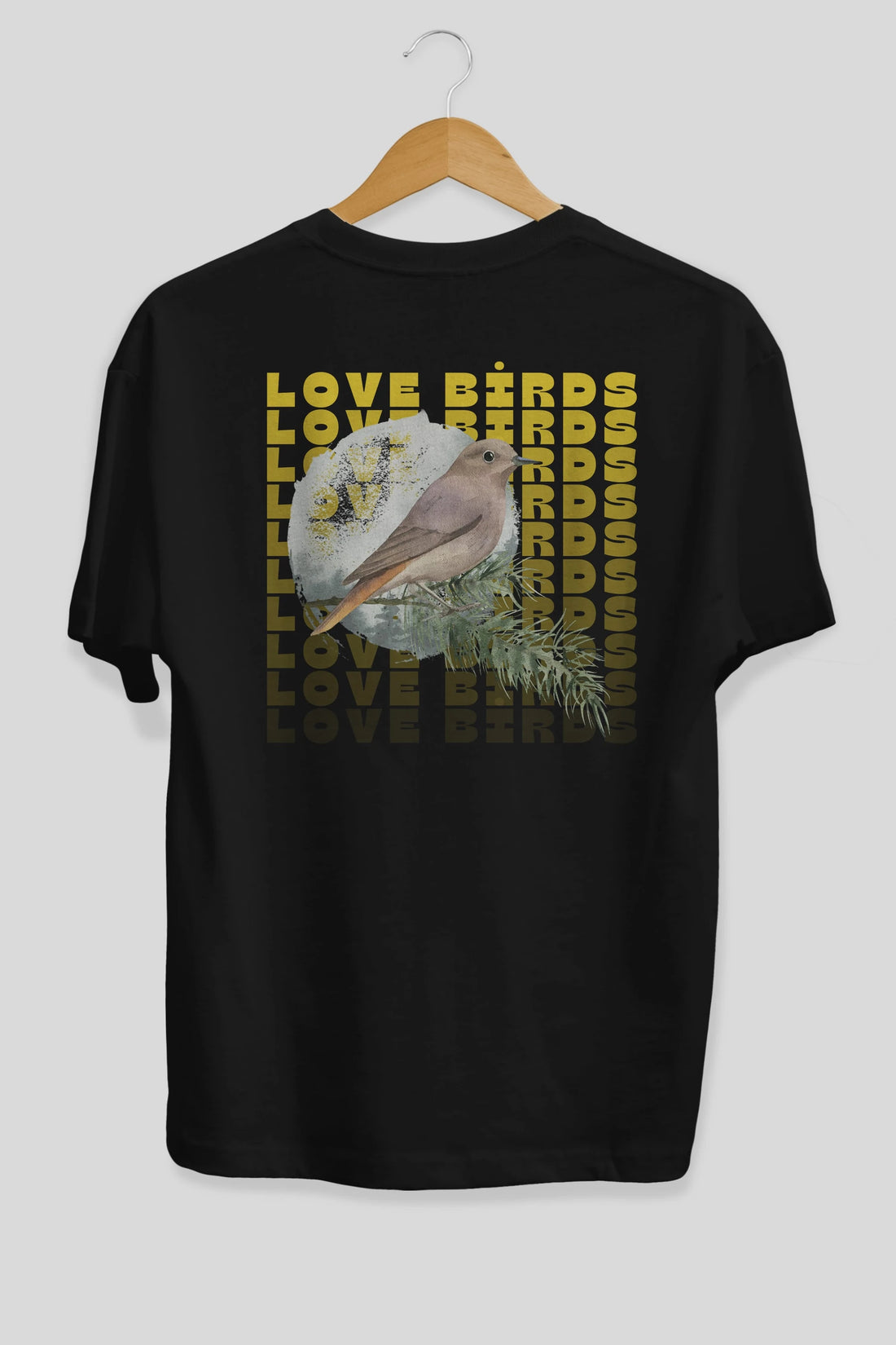 Love Birds Yazılı Arka Baskılı Oversize t-shirt Erkek Kadın Unisex