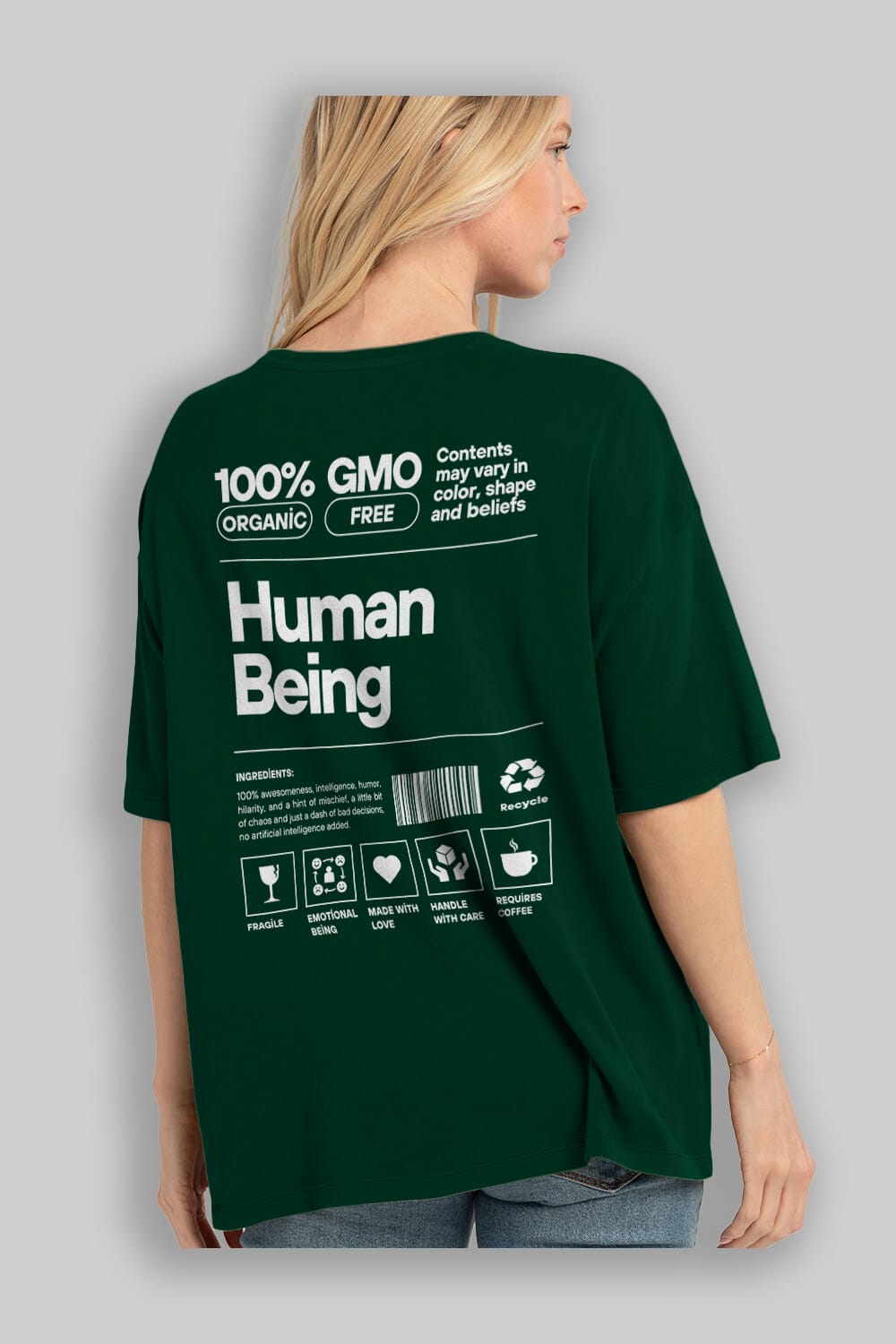 Human Being Arka Baskılı Oversize t-shirt Erkek Kadın Unisex