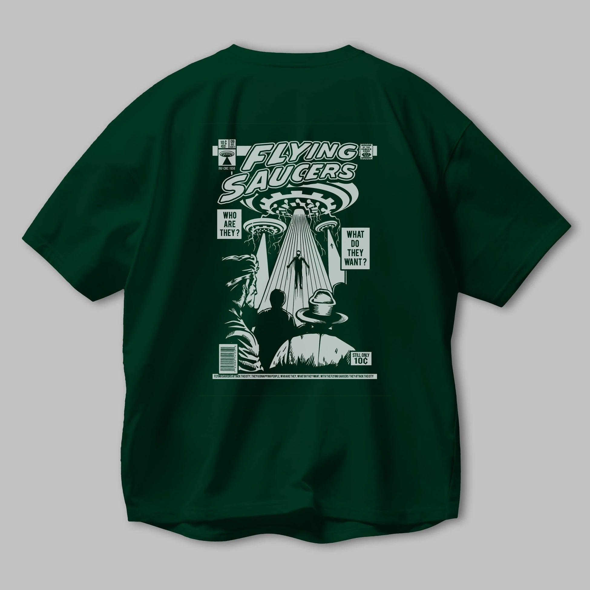 UFO Arka Baskılı Oversize t-shirt Erkek Kadın Unisex %100 Pamuk