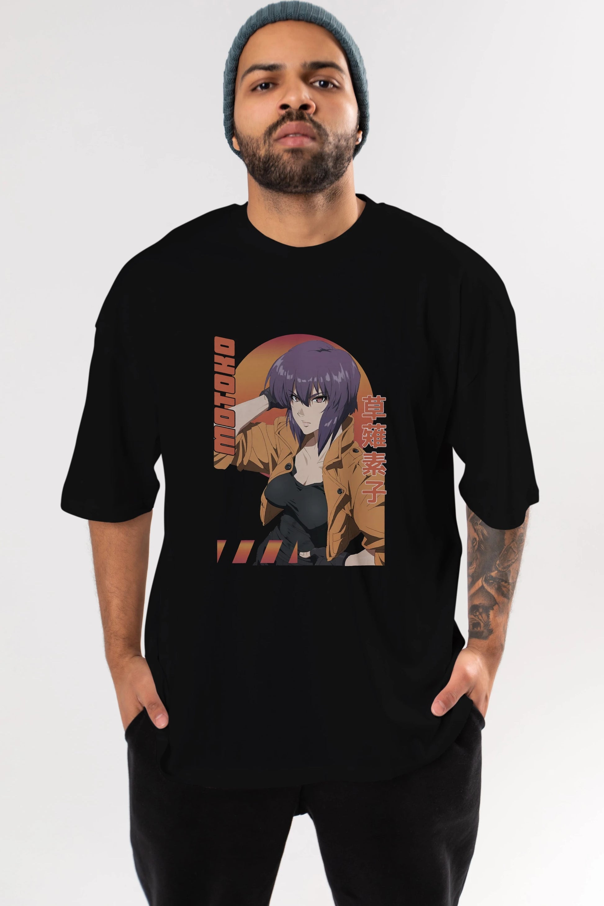 Motoko Kusanagi 9 Anime Ön Baskılı Oversize t-shirt %100 pamuk Erkek Kadın Unisex