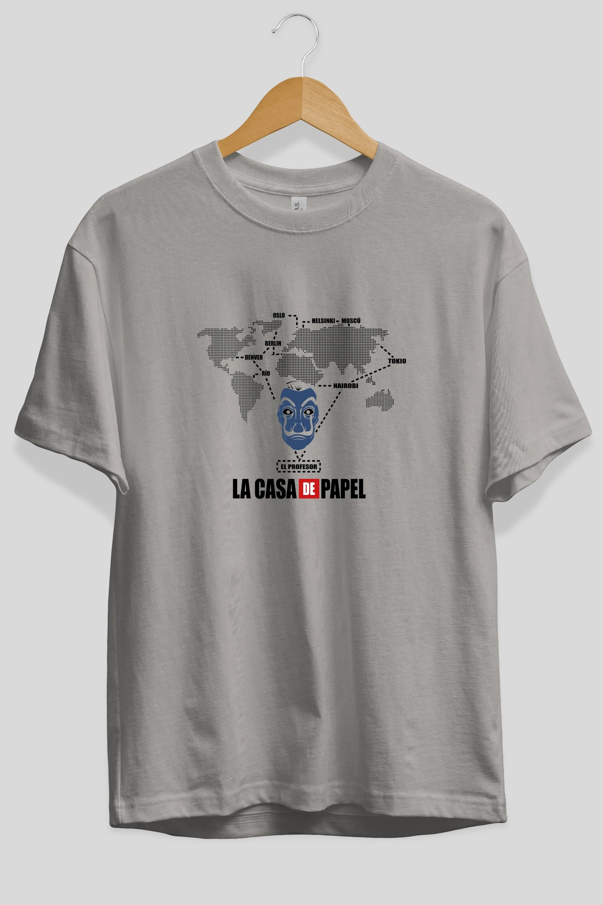 La Casa De Papel Ön Baskılı Oversize t-shirt Erkek Kadın Unisex %100 Pamuk Bisiklet Yaka tişort