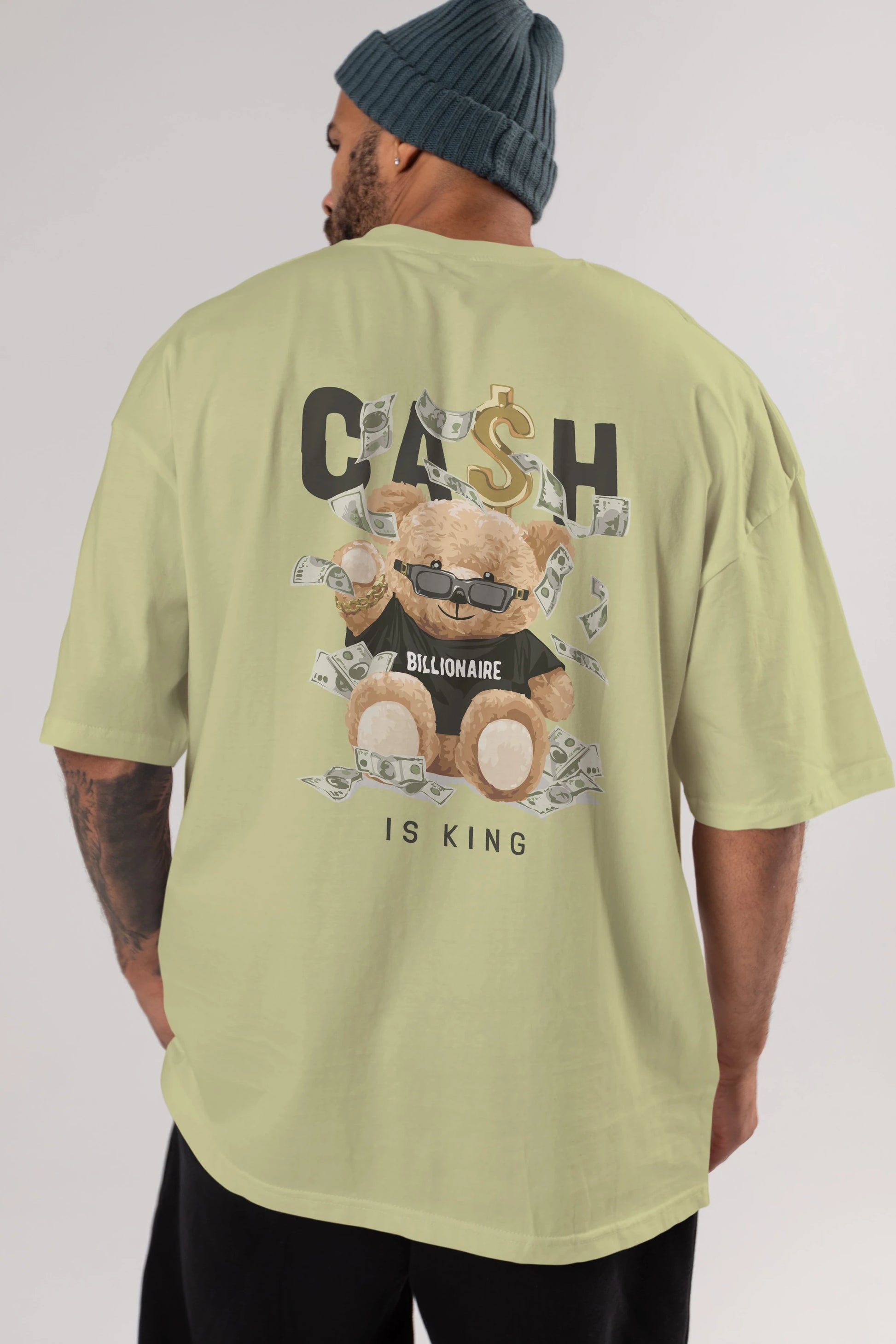 Teddy Bear Billionaire Arka Baskılı Oversize t-shirt Erkek Kadın Unisex %100 Pamuk