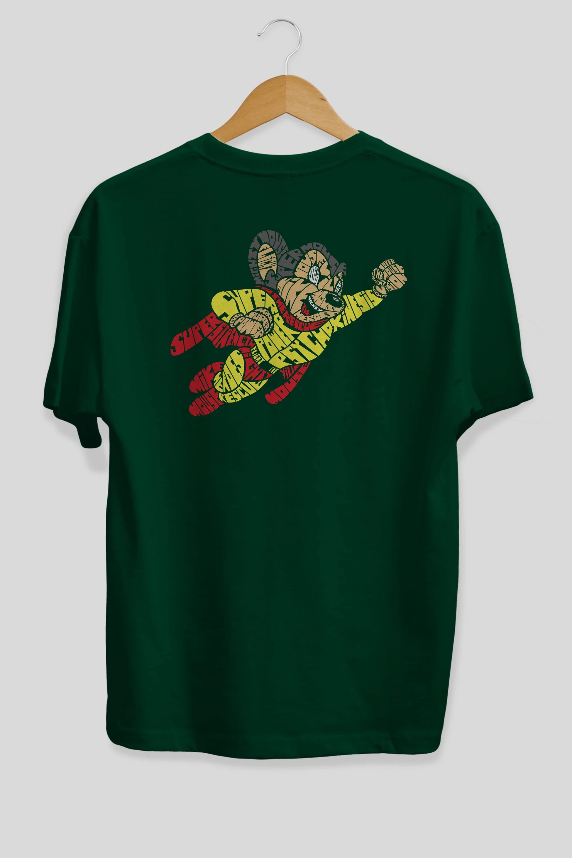 Mighty Mouse Arka Baskılı Oversize t-shirt %100 pamuk Erkek Kadın Unisex