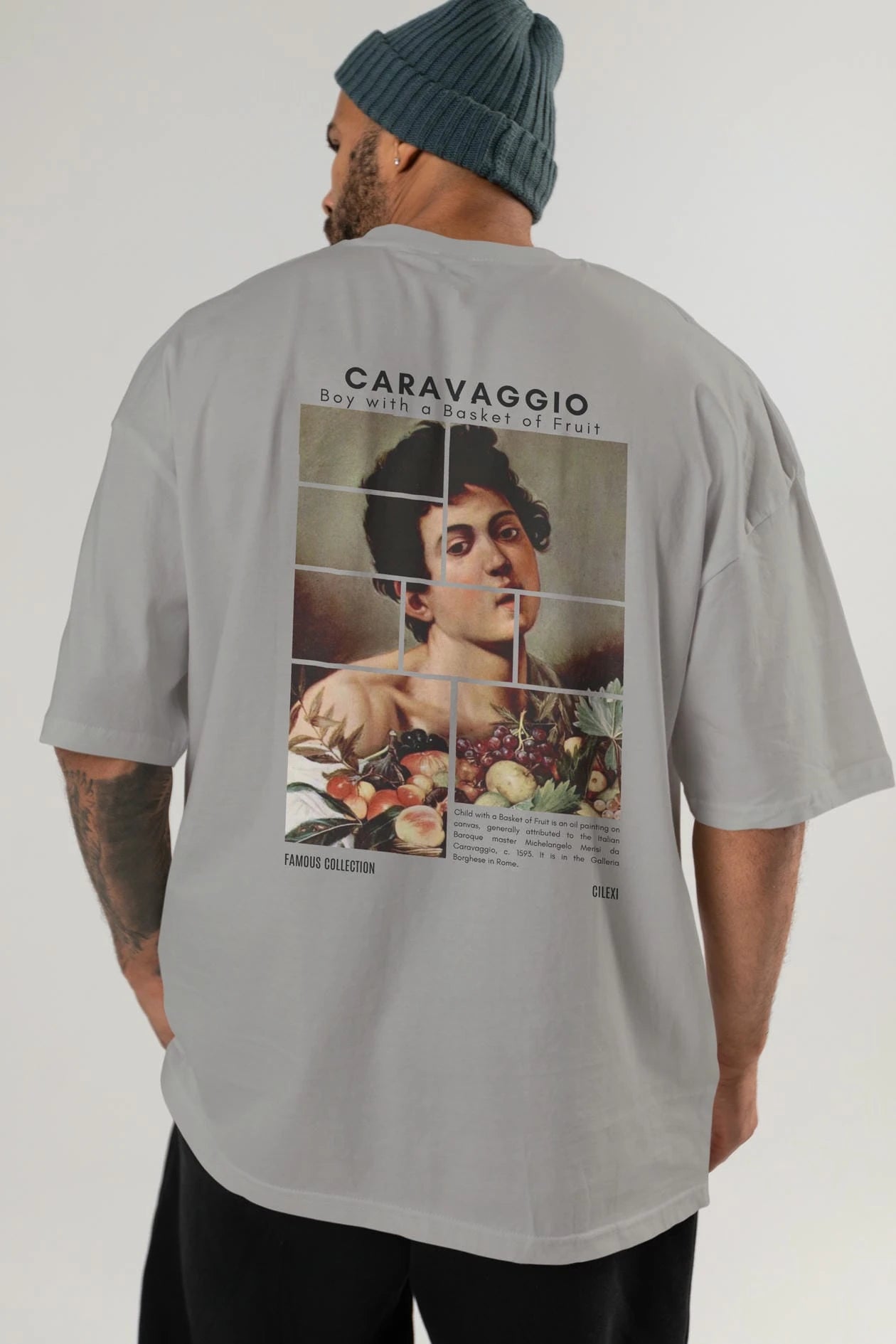 Caravaggio Boy Arka Baskılı Oversize t-shirt Erkek Kadın Bisiklet Yaka Pamuk tişort