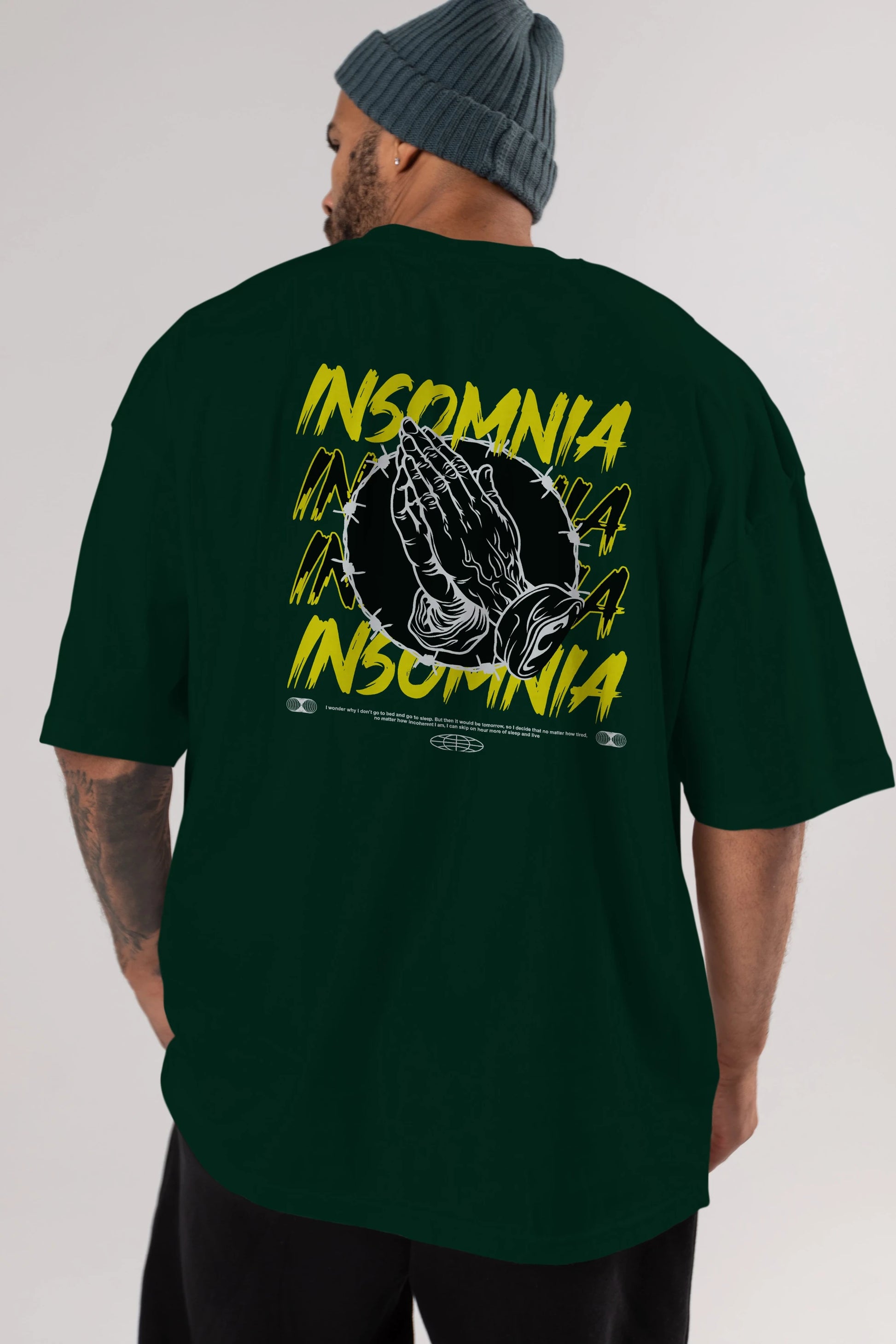 Insomnia Streetwear Arka Baskılı Oversize t-shirt Erkek Kadın Unisex