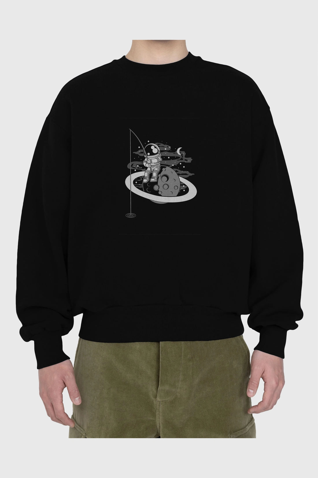 Astronaut  Fishing Ön Baskılı Oversize Sweatshirt Erkek Kadın Unisex