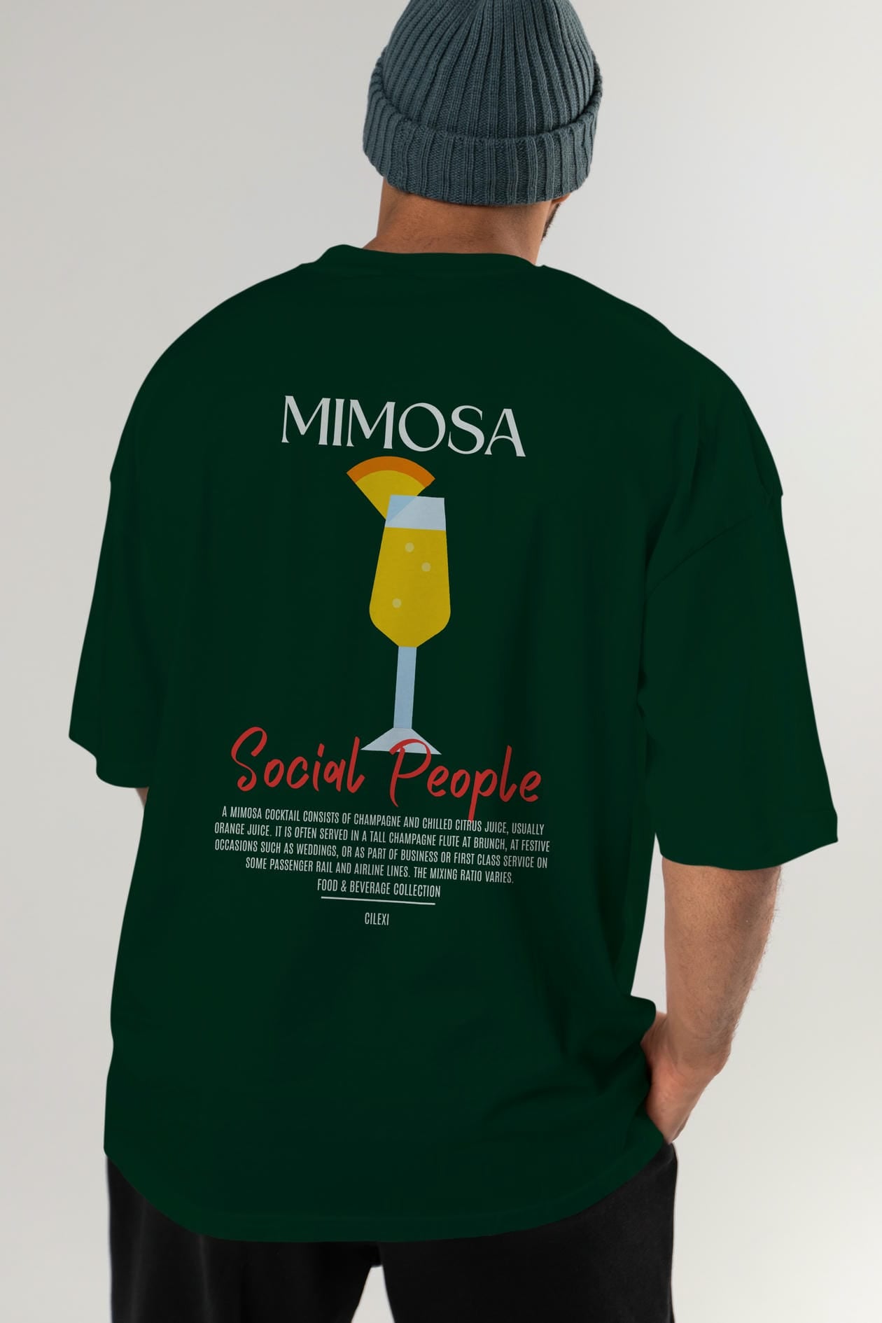 Mimosa Kokteyl Serisi Baskılı Oversize t-shirt Erkek Kadın Unisex %100 Pamuk Bisiklet Yaka tişort