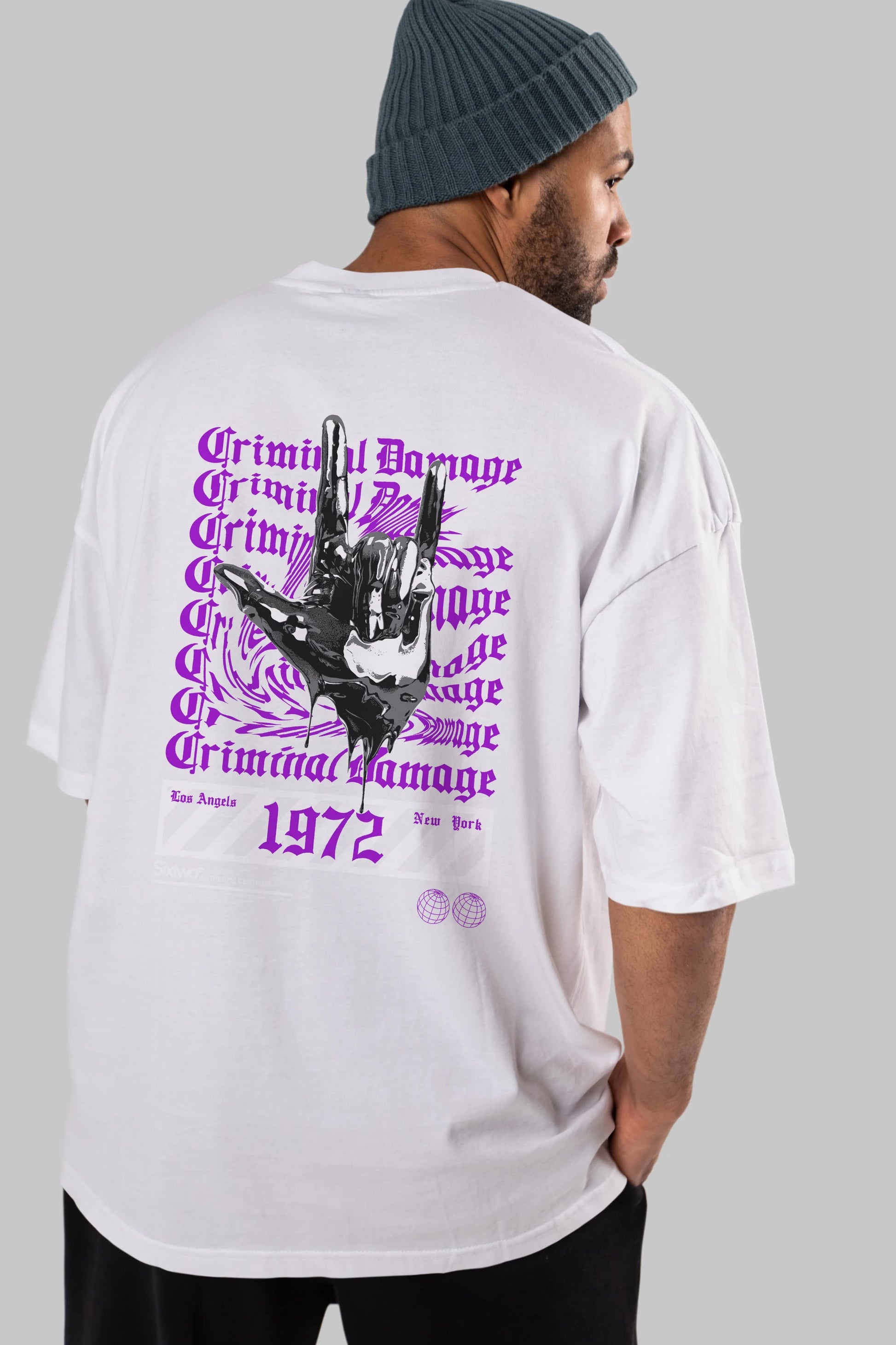 Criminal Damage 2 Arka Baskılı Oversize t-shirt Erkek Kadın Unisex
