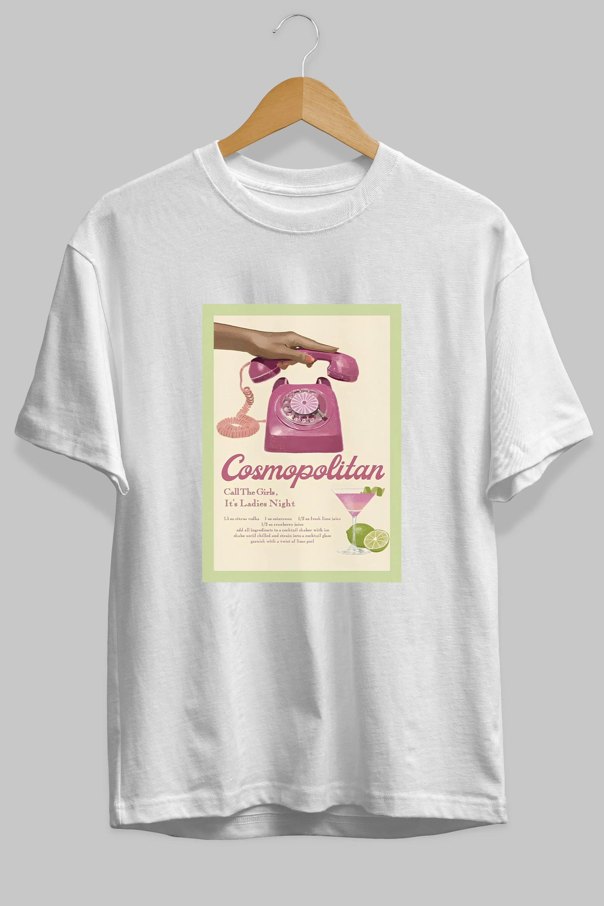 Cosmopolitan 5 Ön Baskılı Oversize t-shirt Erkek Kadın Unisex %100 Pamuk Bisiklet Yaka tişort