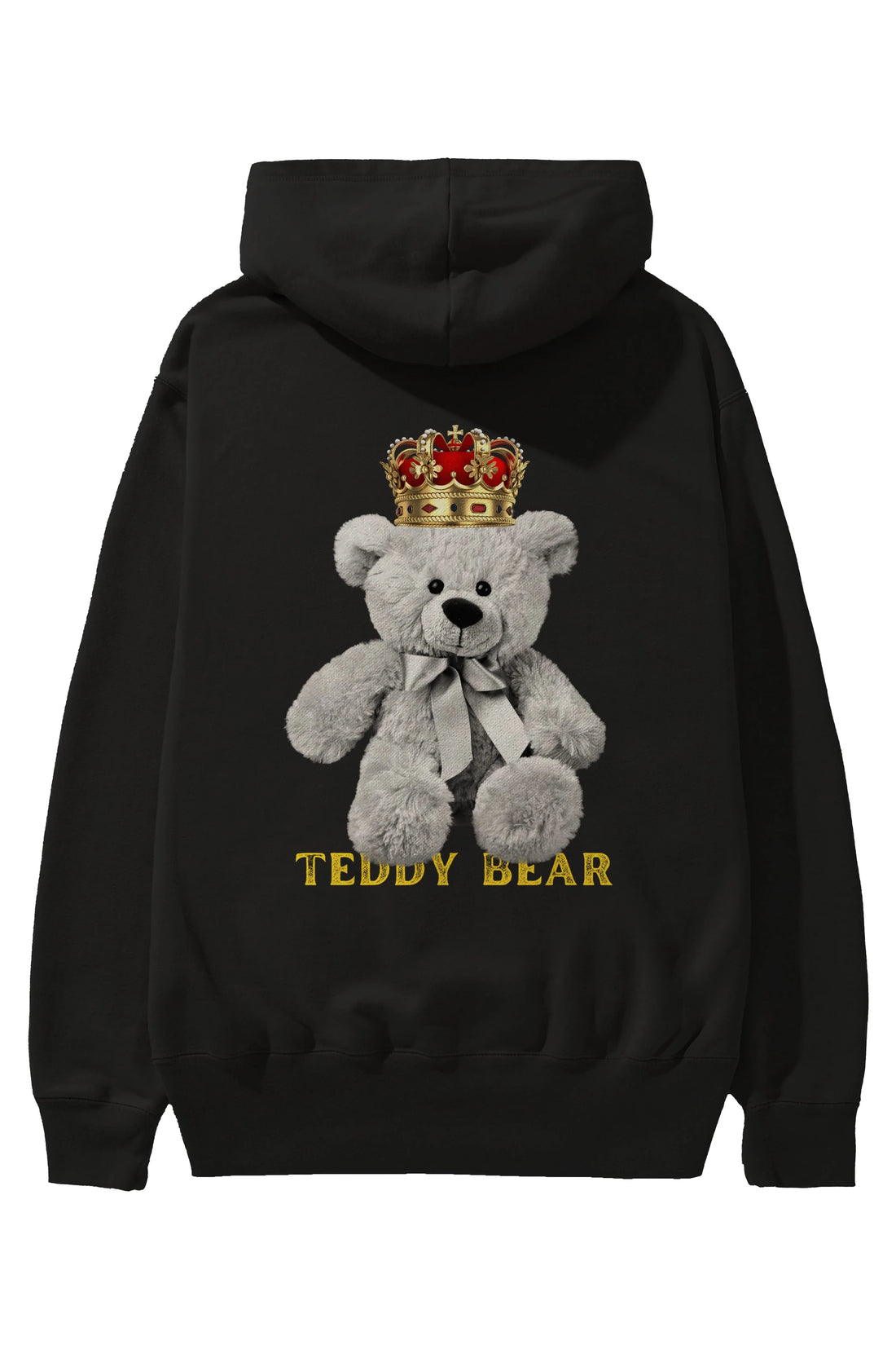 Teddy Bear Arka Baskılı Hoodie Oversize Kapüşonlu Sweatshirt Erkek Kadın Unisex