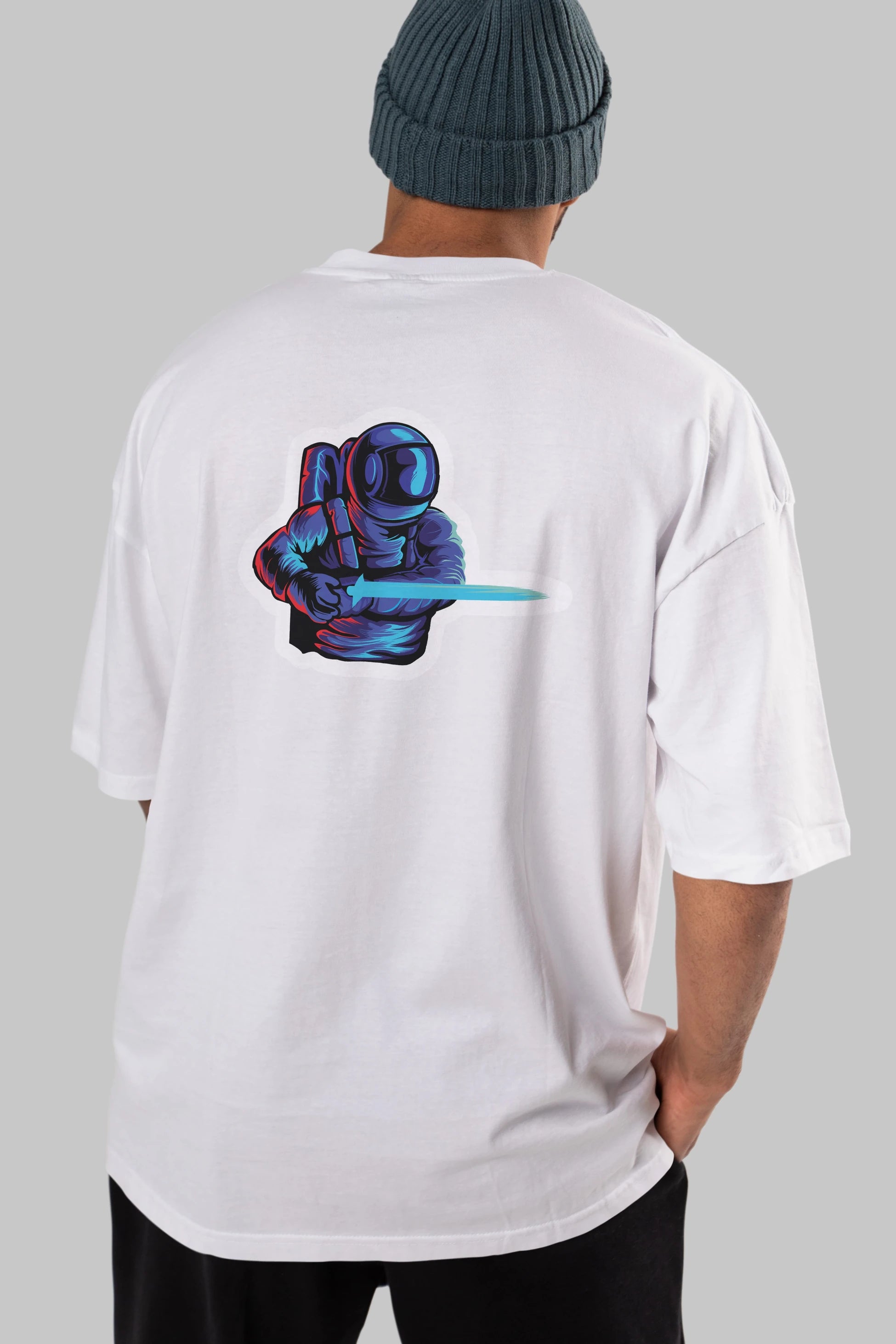 Astro Knight Sticker Arka Baskılı Oversize t-shirt Erkek Kadın Unisex