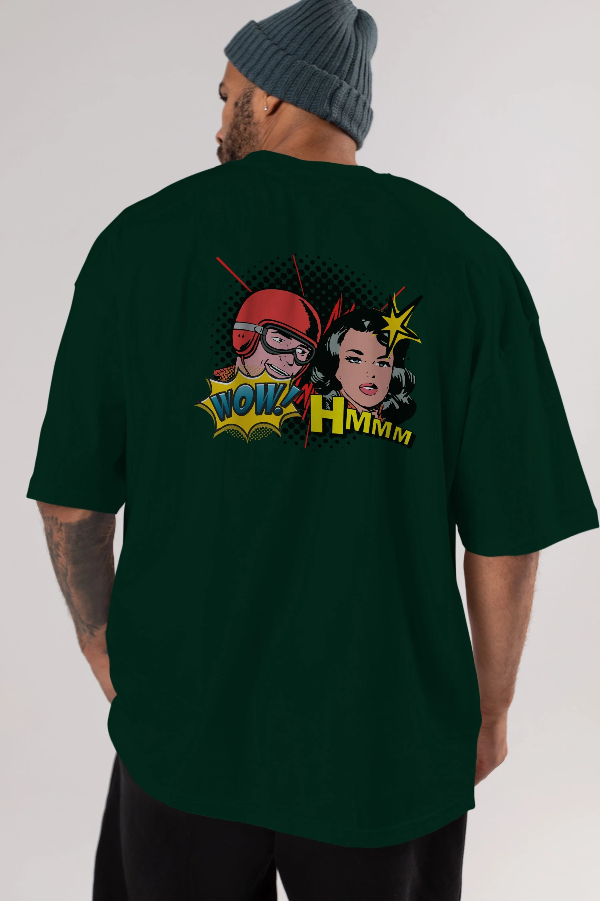 Comic Wow Yazılı Arka Baskılı Oversize t-shirt Erkek Kadın Unisex