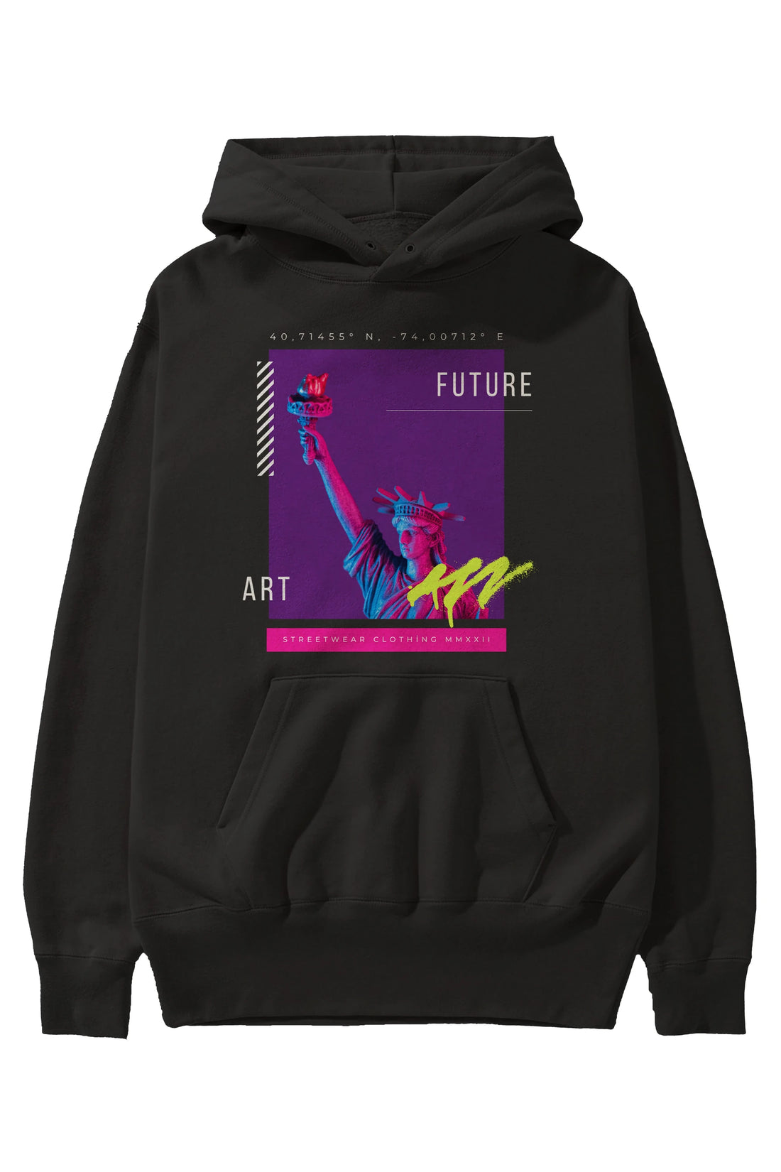 Future Art Ön Baskılı Oversize Hoodie Kapüşonlu Sweatshirt Erkek Kadın Unisex