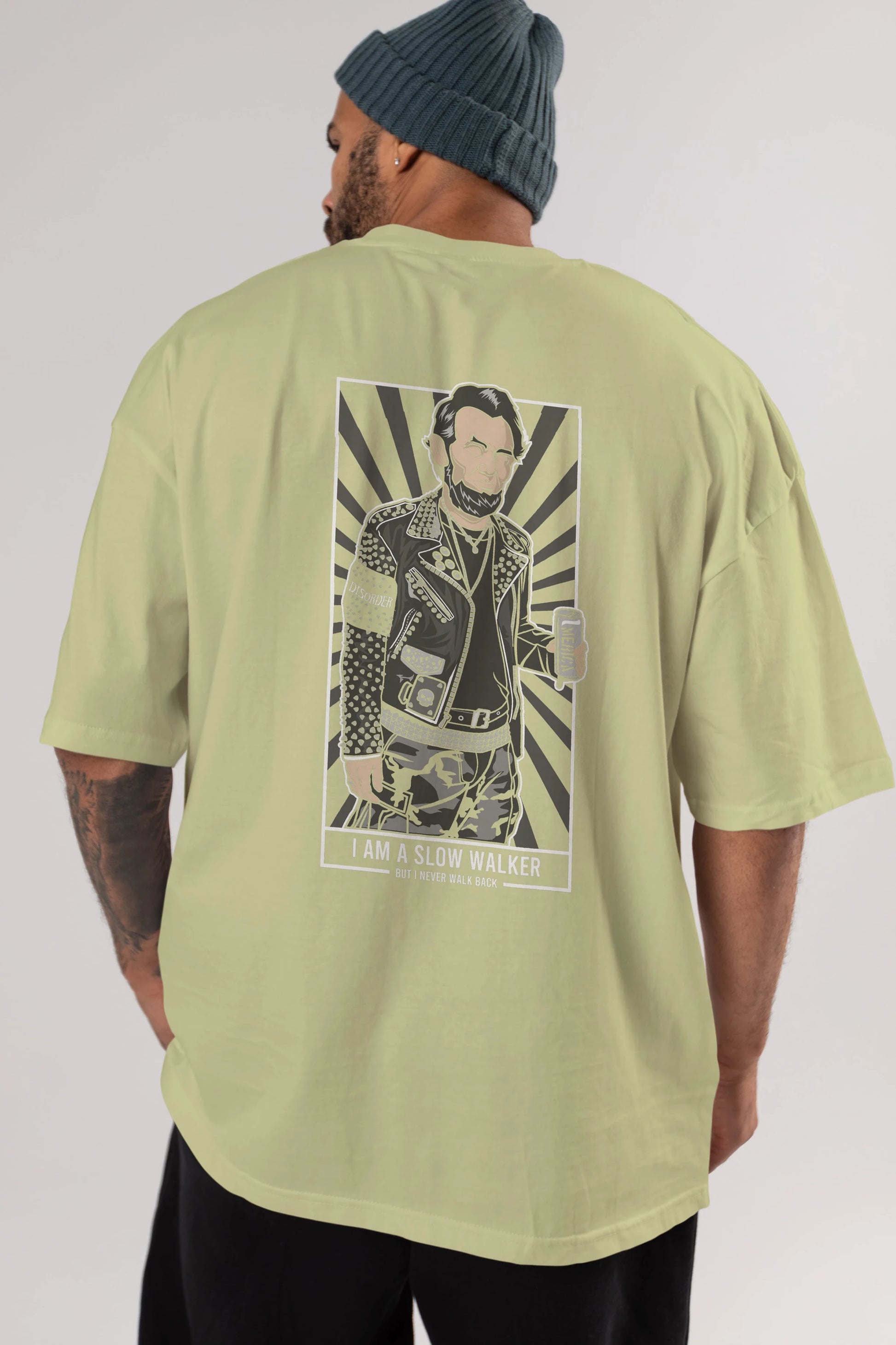 Lincoln Street Punk Arka Baskılı Oversize t-shirt Erkek Kadın Unisex %100 Pamuk tişort