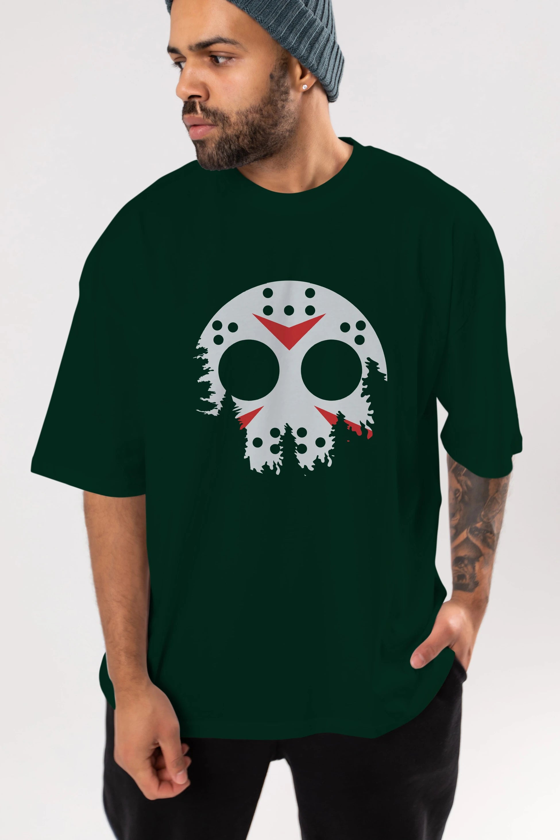Jason Moon Ön Baskılı Oversize t-shirt %100 pamuk Erkek Kadın Unisex