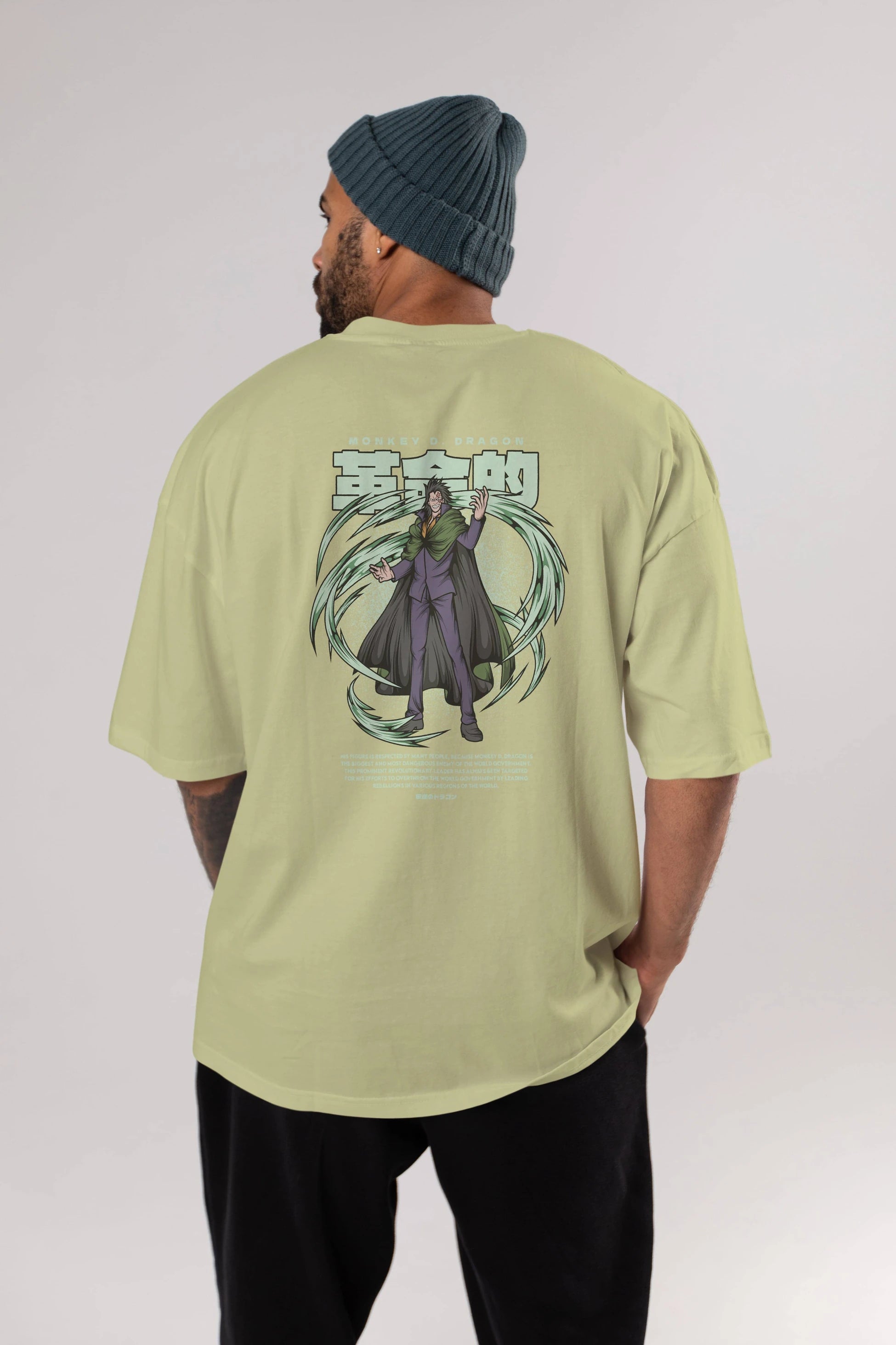 Monkey D. Dragon Anime Arka Baskılı Oversize t-shirt Erkek Kadın Unisex