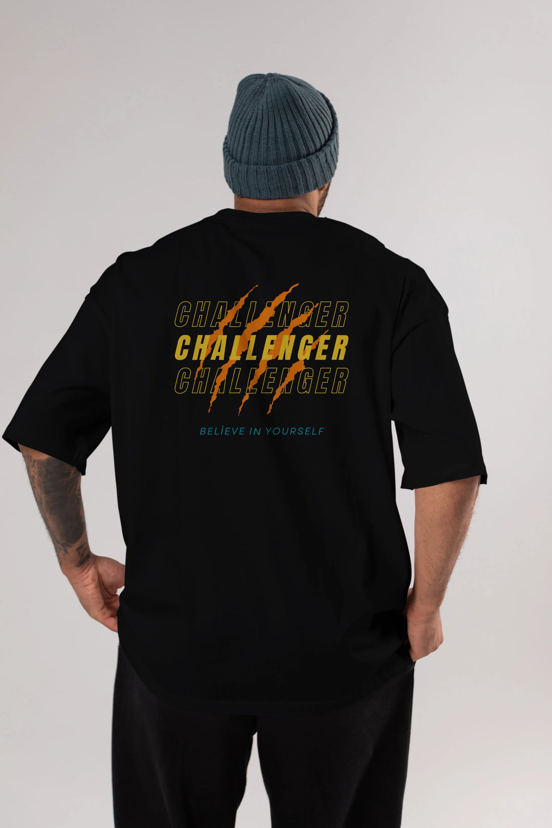 Challenger Yazılı Arka Baskılı Oversize t-shirt Erkek Kadın Unisex