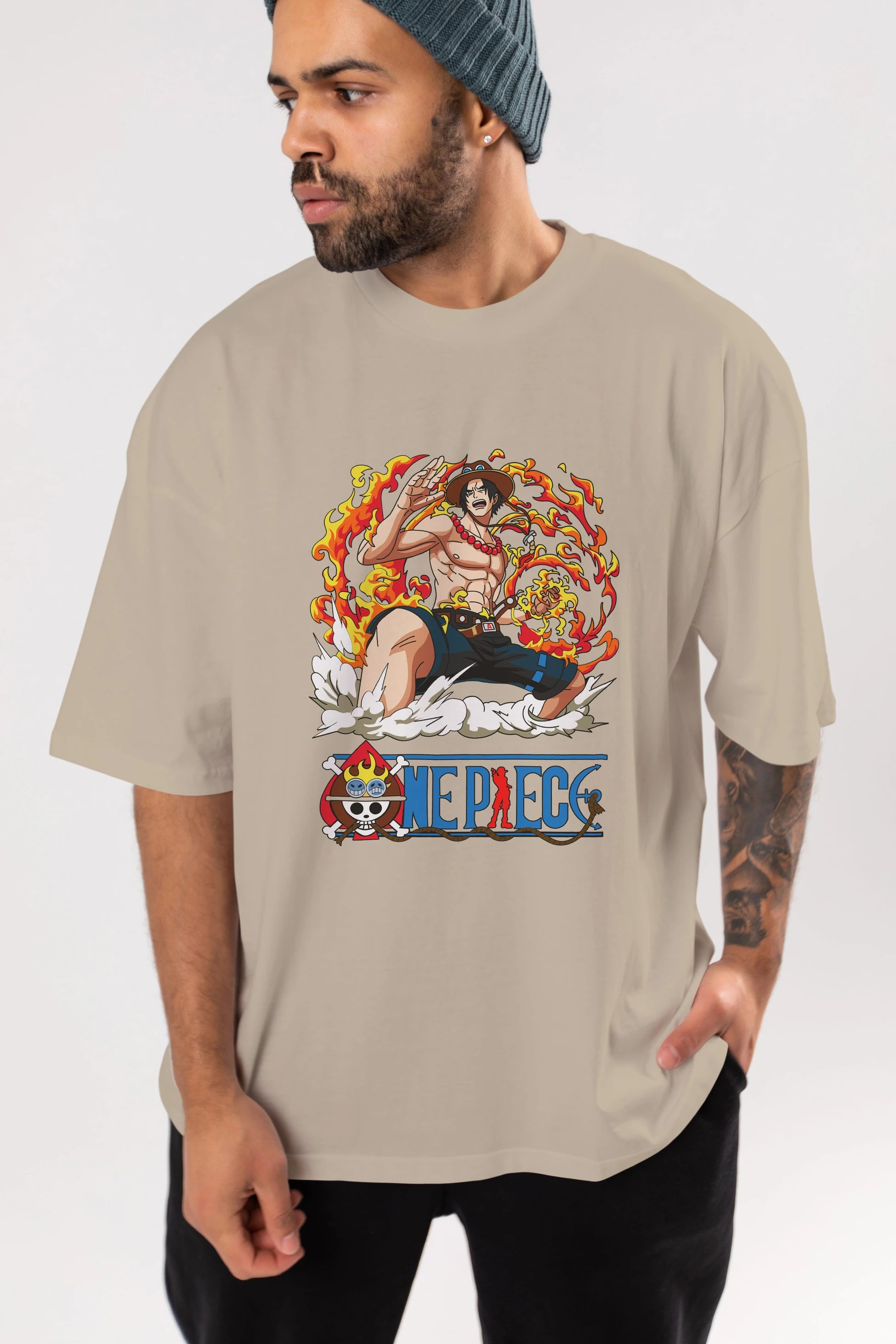 One Piece Anime Ön Baskılı Oversize t-shirt Erkek Kadın Unisex