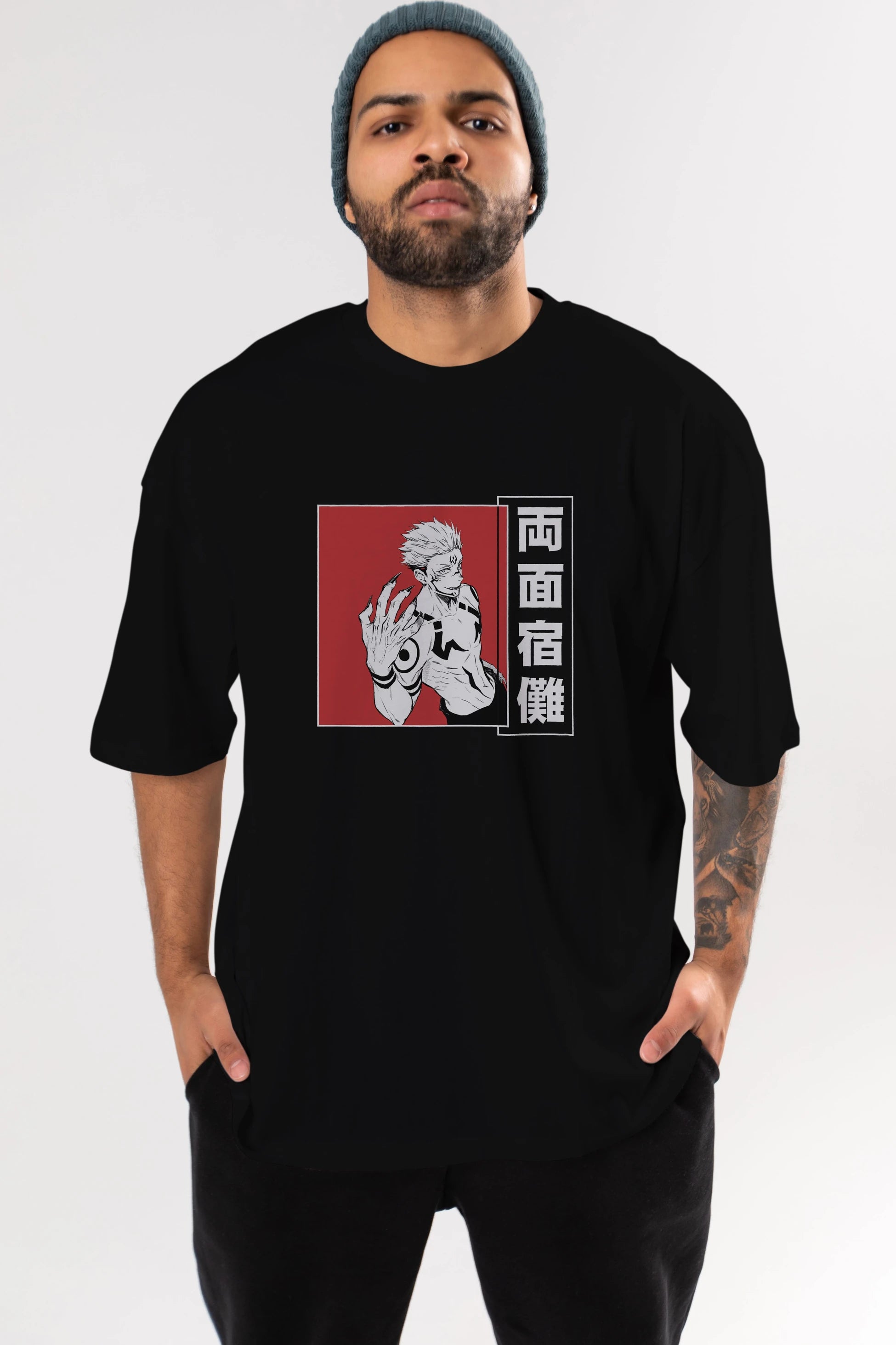 Sukuna Ryoumen 2 Anime Ön Baskılı Oversize t-shirt %100 pamuk Erkek Kadın Unisex