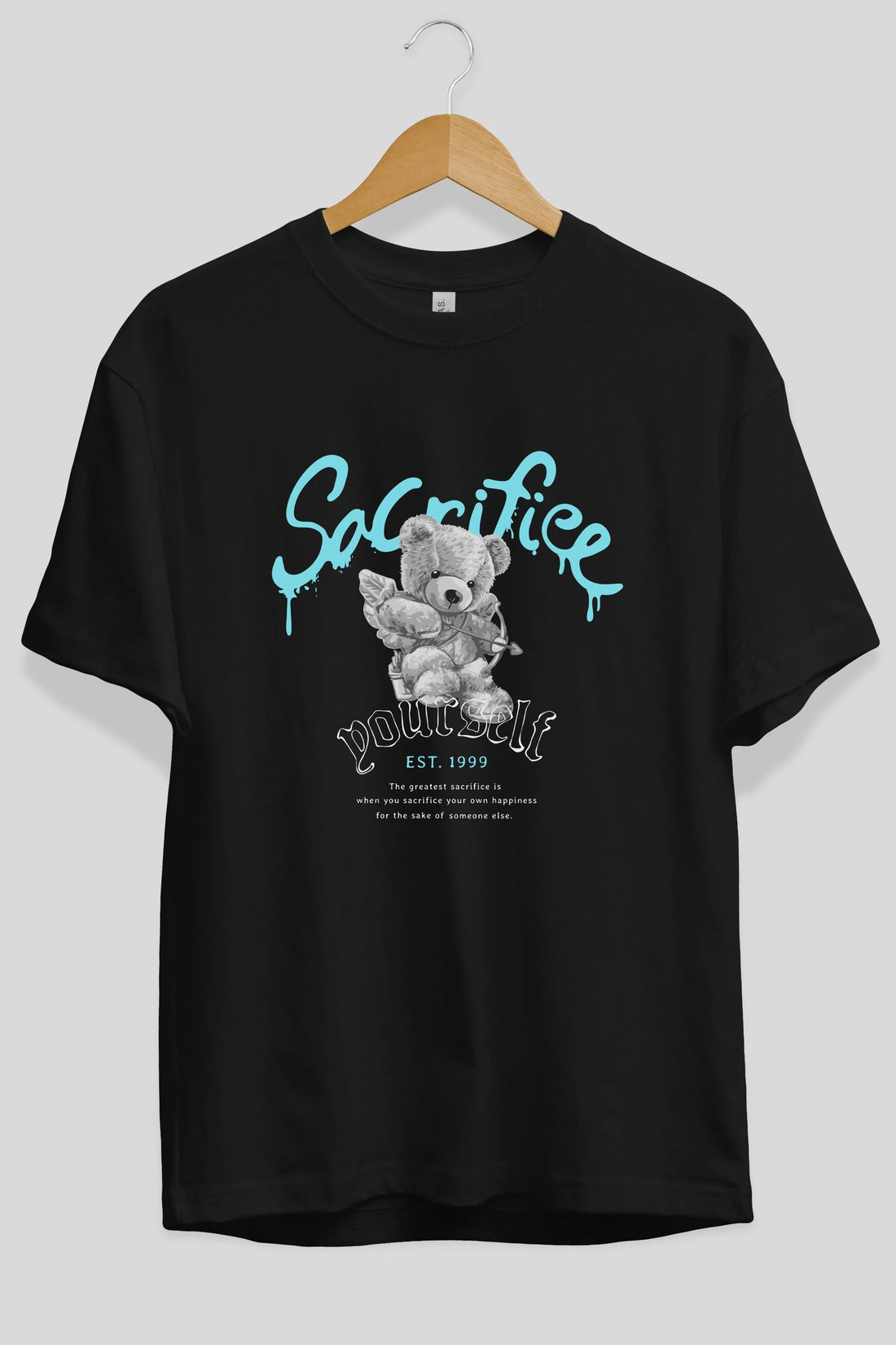 Sacrifice Yourself Bear Ön Baskılı Oversize t-shirt Erkek Kadın Unisex
