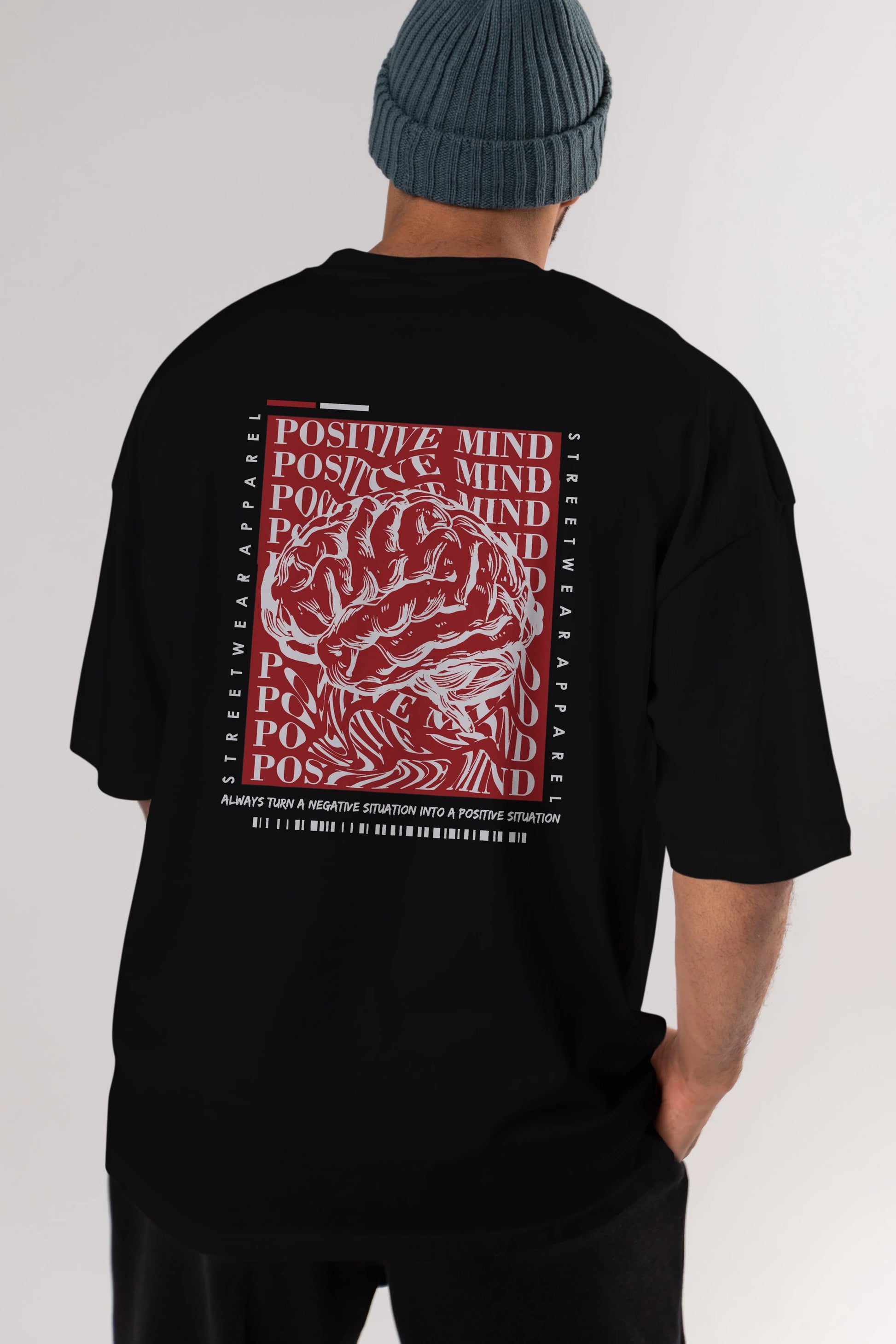 Positive Mind Arka Baskılı Oversize t-shirt Erkek Kadın Unisex