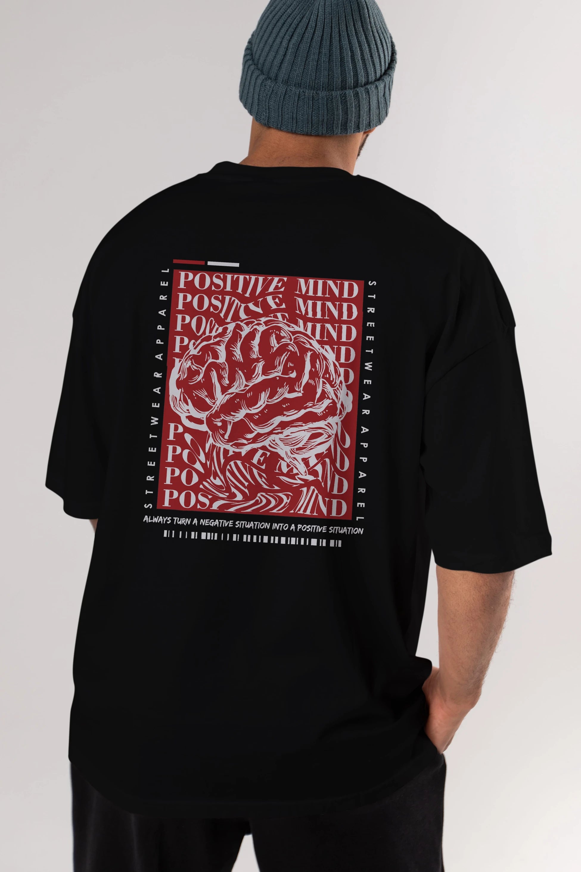 Positive Mind Arka Baskılı Oversize t-shirt Erkek Kadın Unisex
