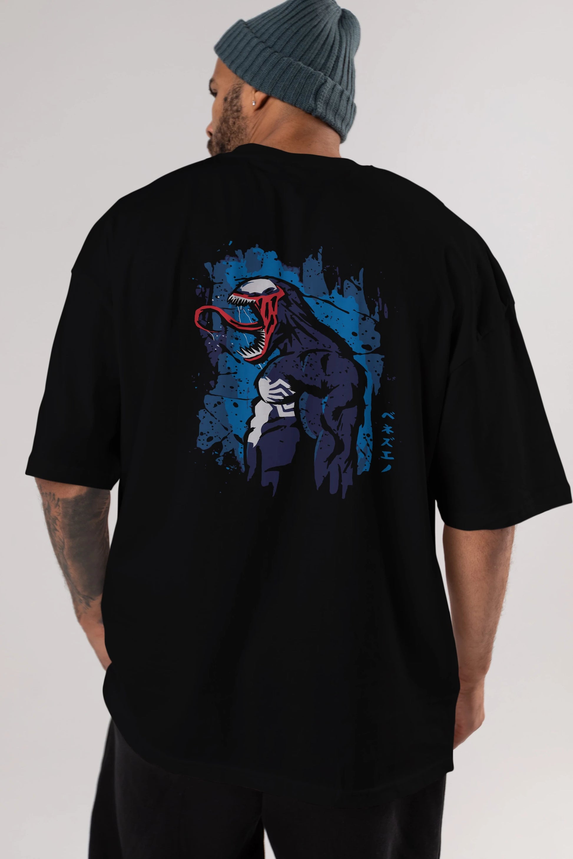 Venom (24) Arka Baskılı Oversize t-shirt Erkek Kadın Unisex %100 Pamuk Bisiklet Yaka tişort