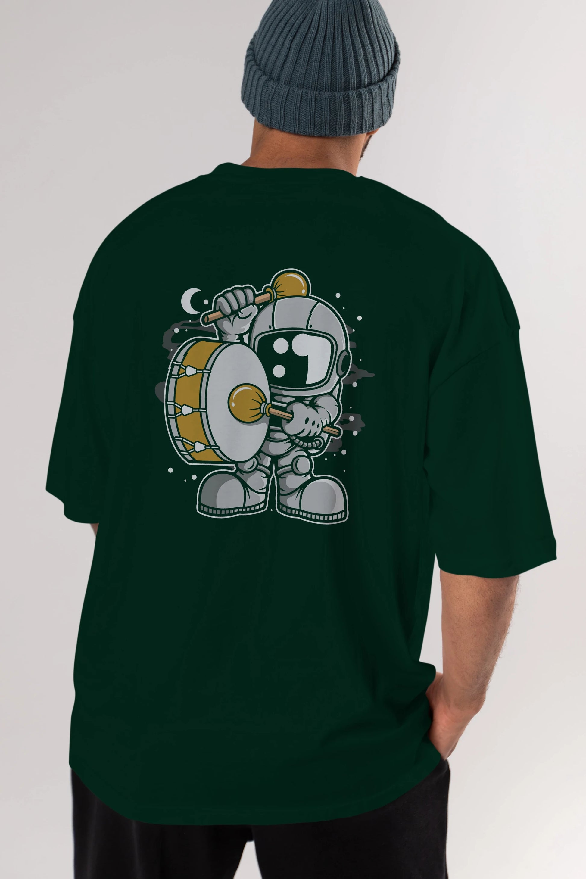 Astronaut Marching Band Arka Baskılı Oversize t-shirt Erkek Kadın Unisex
