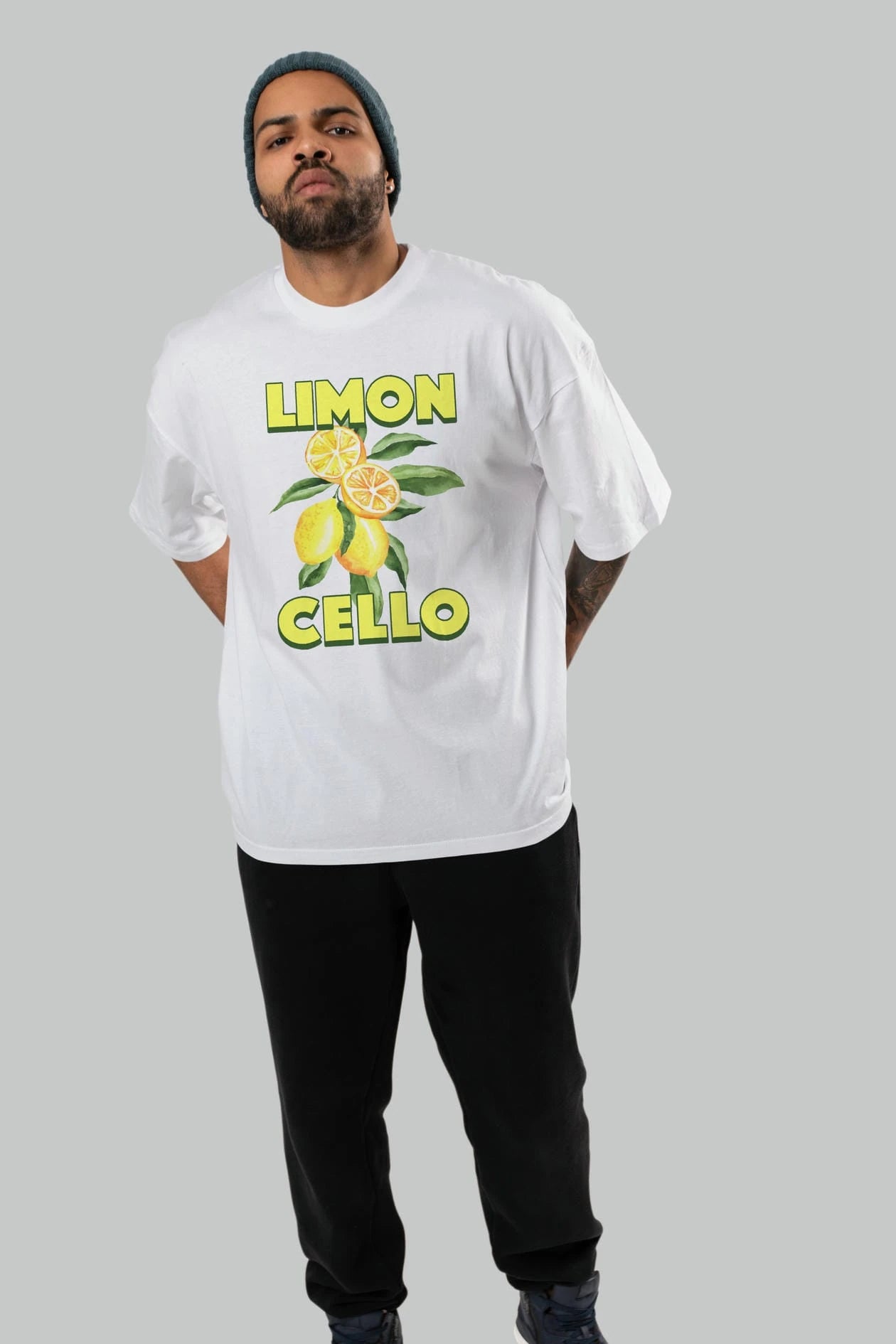 Limoncello Lemon Ön Baskılı Oversize t-shirt Erkek Kadın Pamuk Bisiklet Yaka tişort