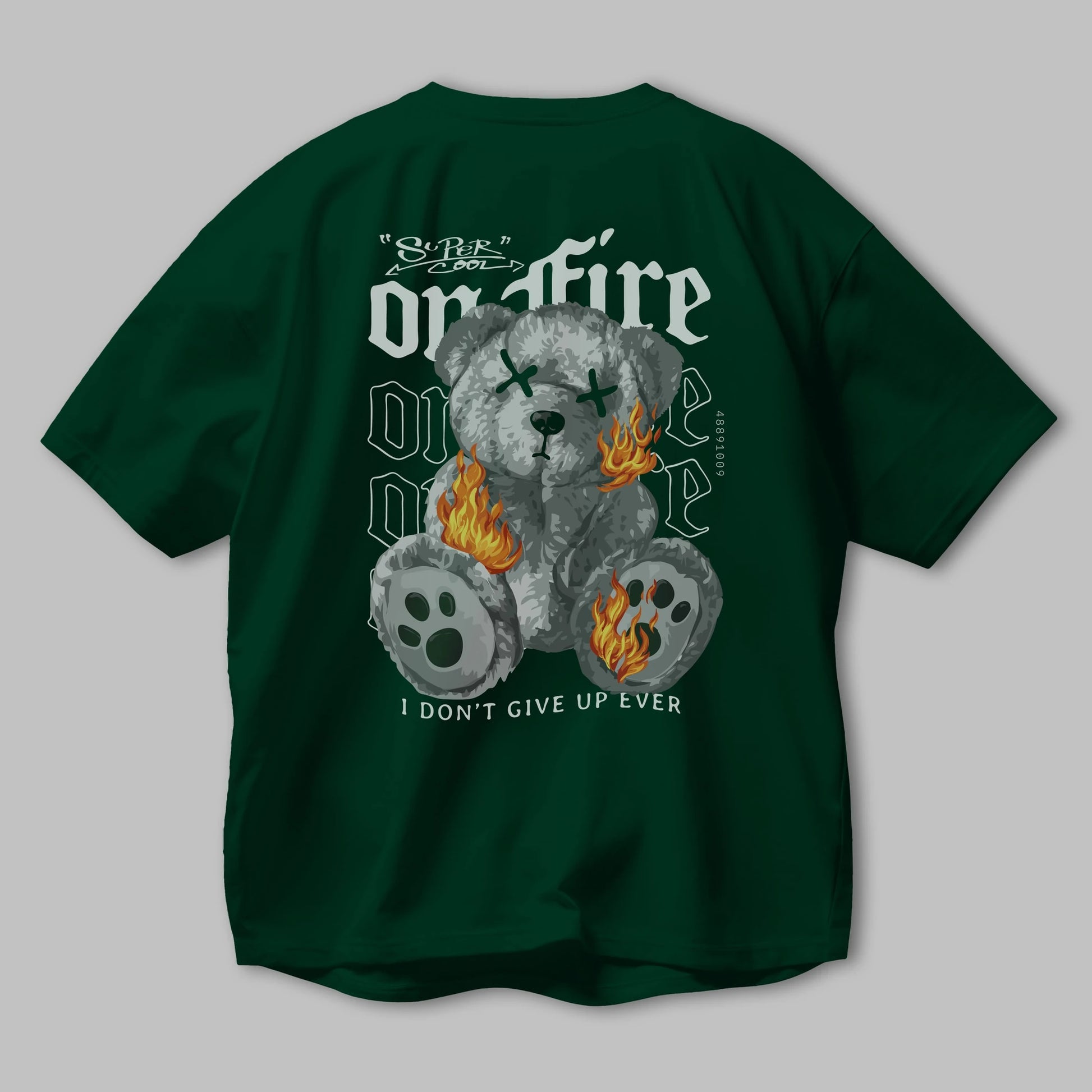Teddy Bear On Fire Arka Baskılı Oversize t-shirt Erkek Kadın Unisex
