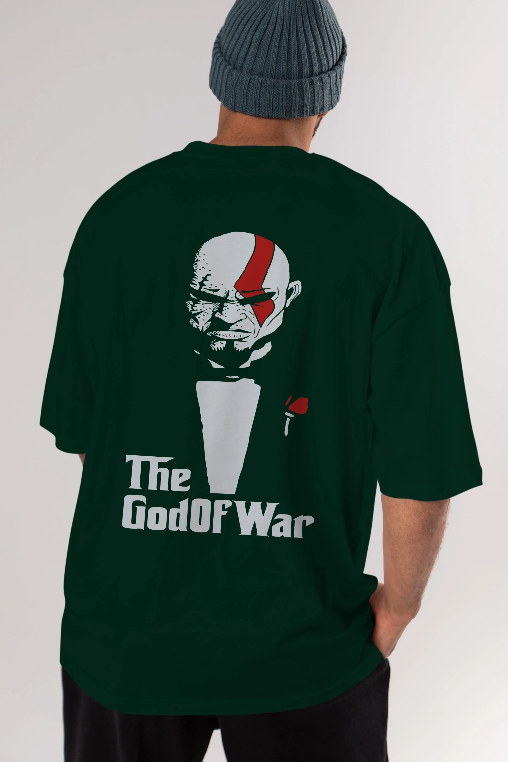 The God of War Arka Baskılı Oversize t-shirt Erkek Kadın Unisex %100 Pamuk Bisiklet Yaka tişort