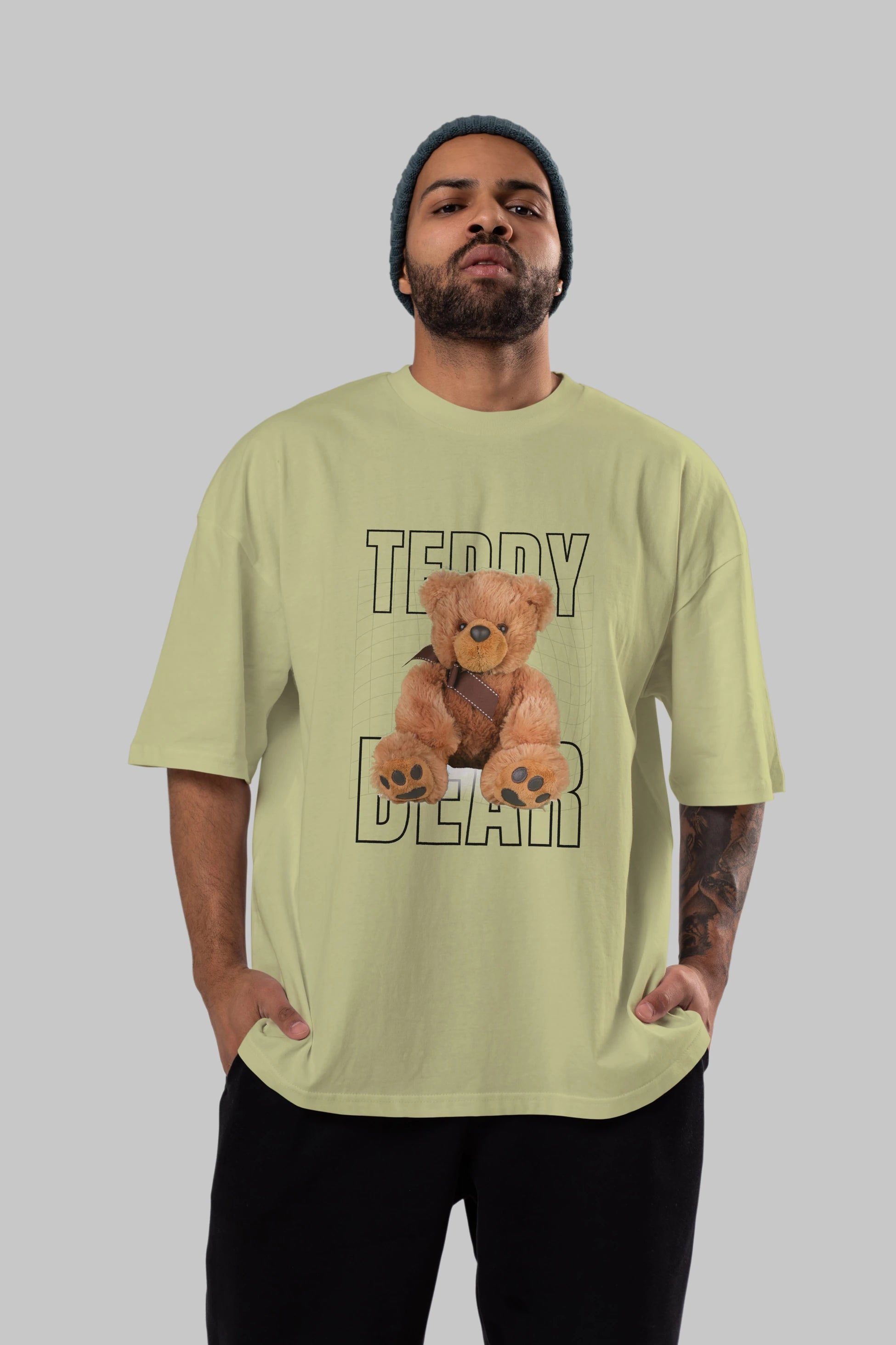 Teddy Bear Yazılı Ön Baskılı Oversize t-shirt Erkek Kadın Unisex