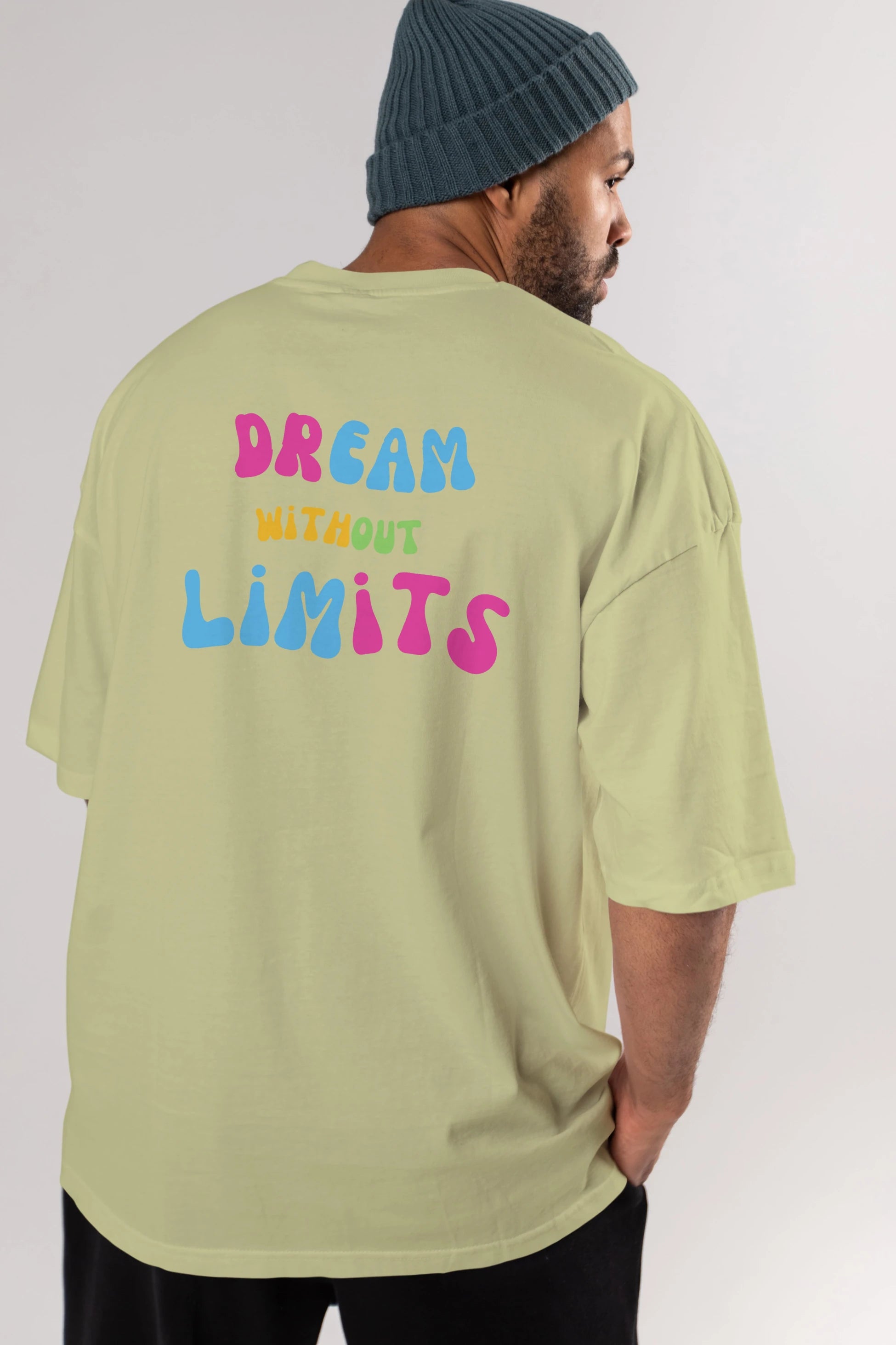 Dream Without Limits Yazılı Arka Baskılı Oversize t-shirt Erkek Kadın Unisex