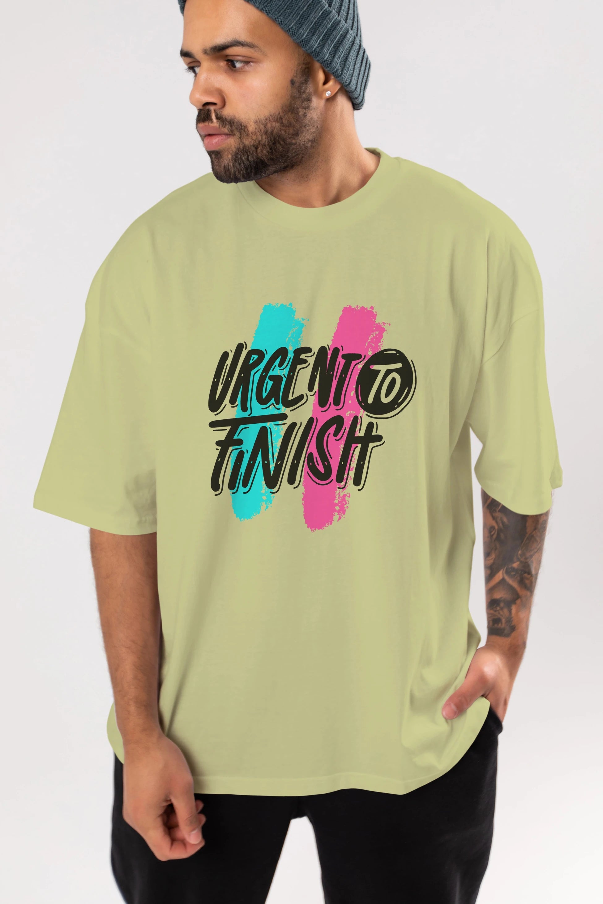 Urgent To Finish Ön Baskılı Oversize t-shirt Erkek Kadın Unisex