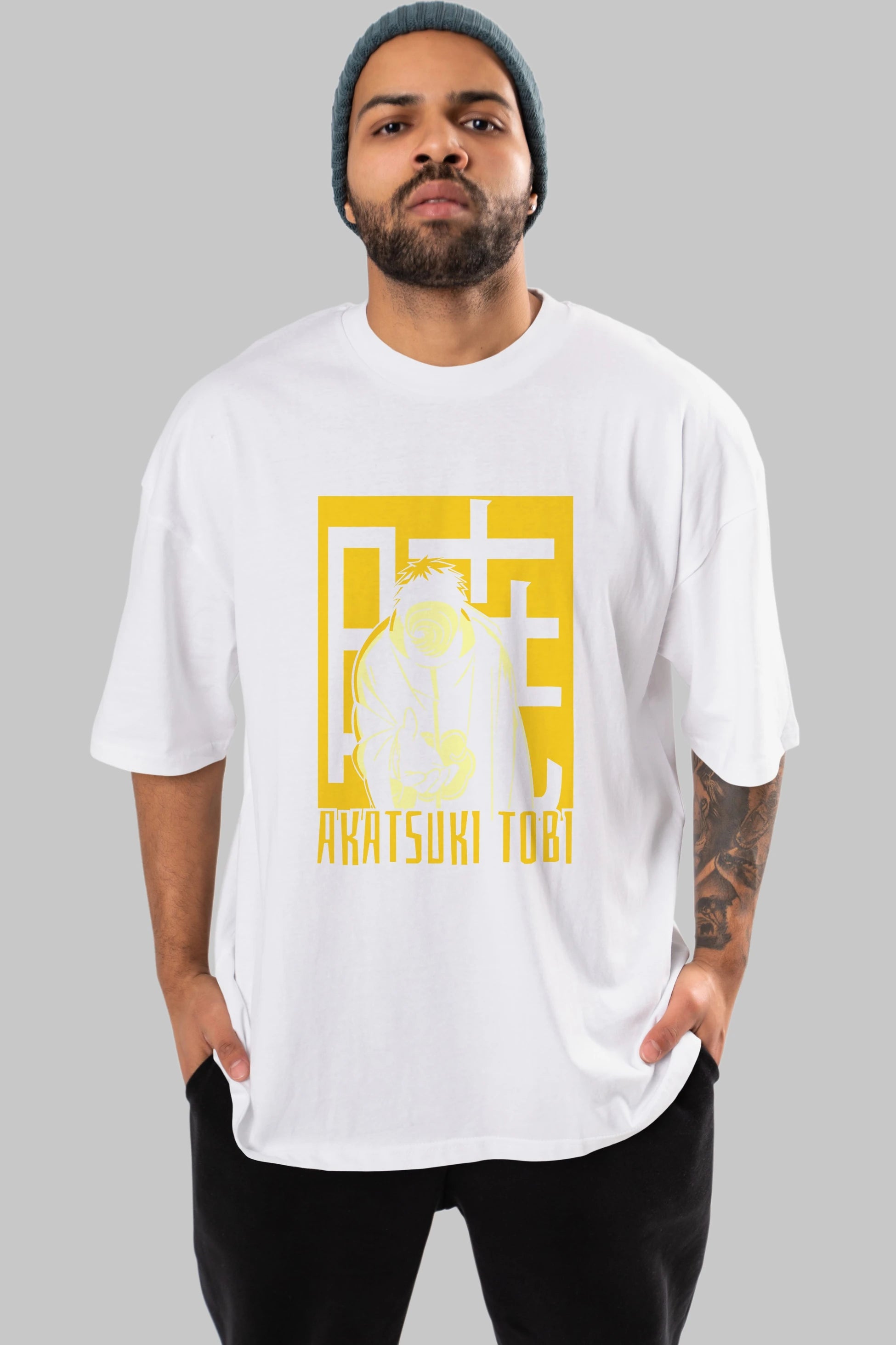 AKATSUKI OBITO NARUTO Anime Ön Baskılı Oversize t-shirt %100 pamuk Erkek Kadın Unisex