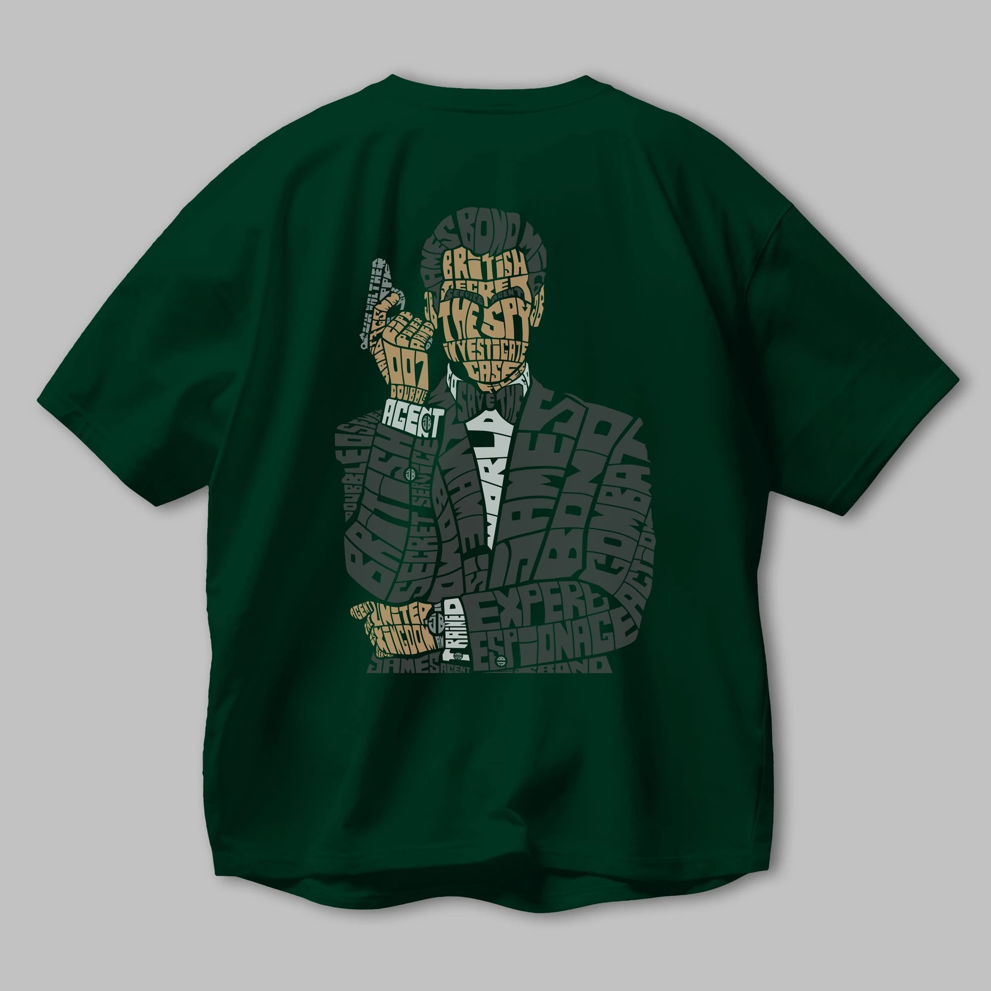 James Bond Arka Baskılı Oversize t-shirt %100 pamuk Erkek Kadın Unisex