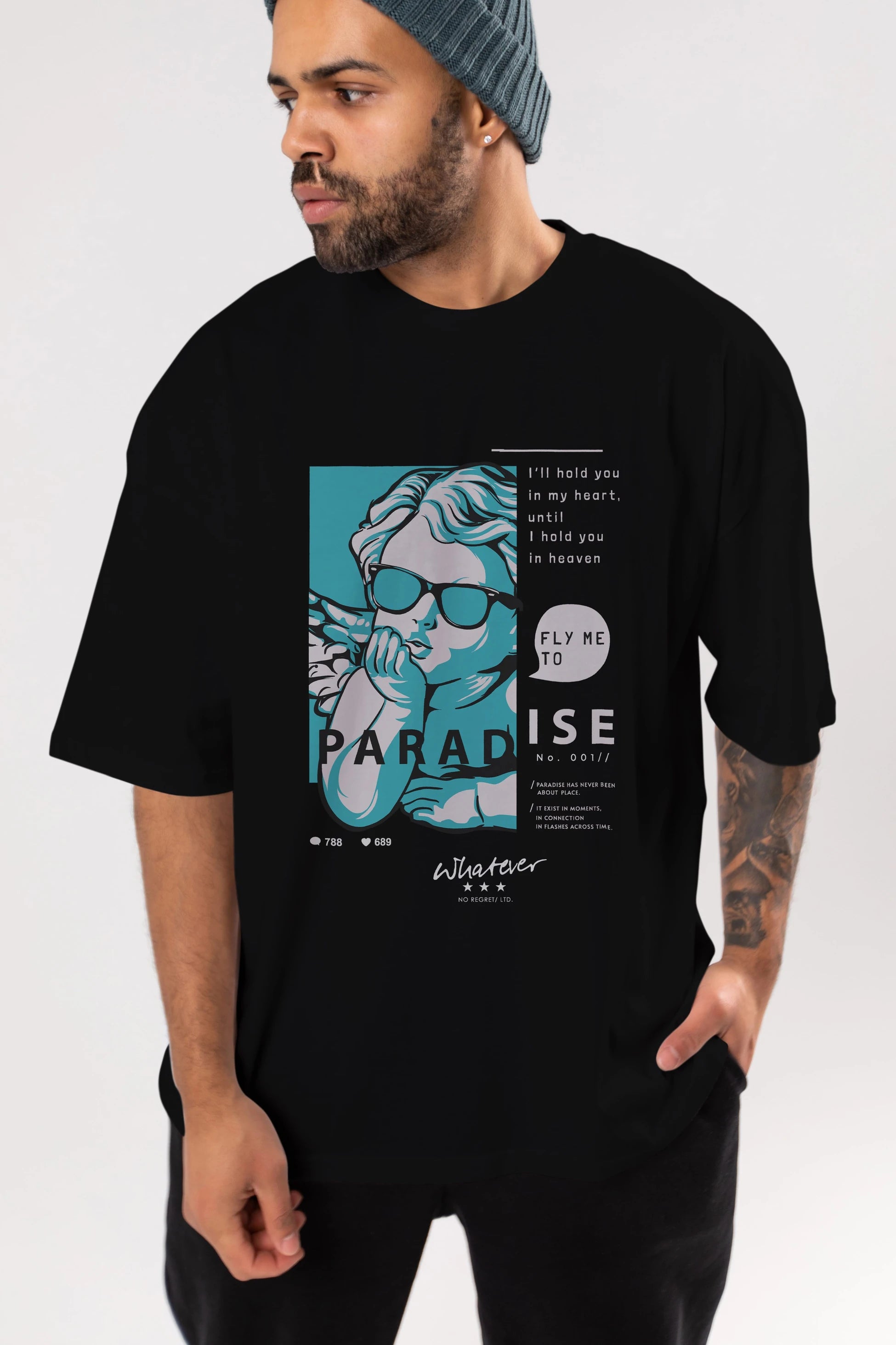Paradise Fly to Me Ön Baskılı Oversize t-shirt Erkek Kadın Unisex