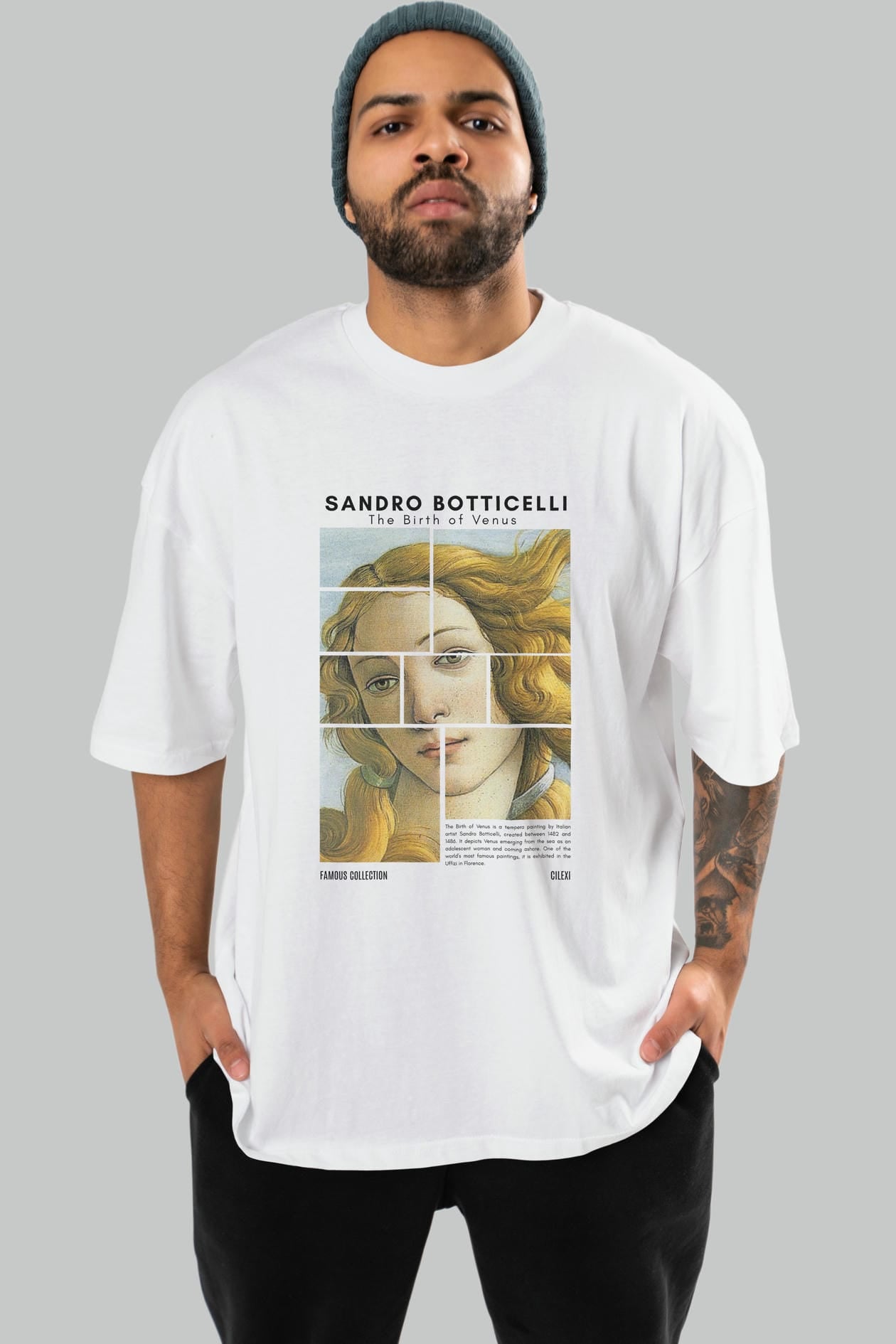 Sandro Botticelli ön Baskılı Oversize t-shirt Erkek Kadın Bisiklet Yaka Pamuk tişort