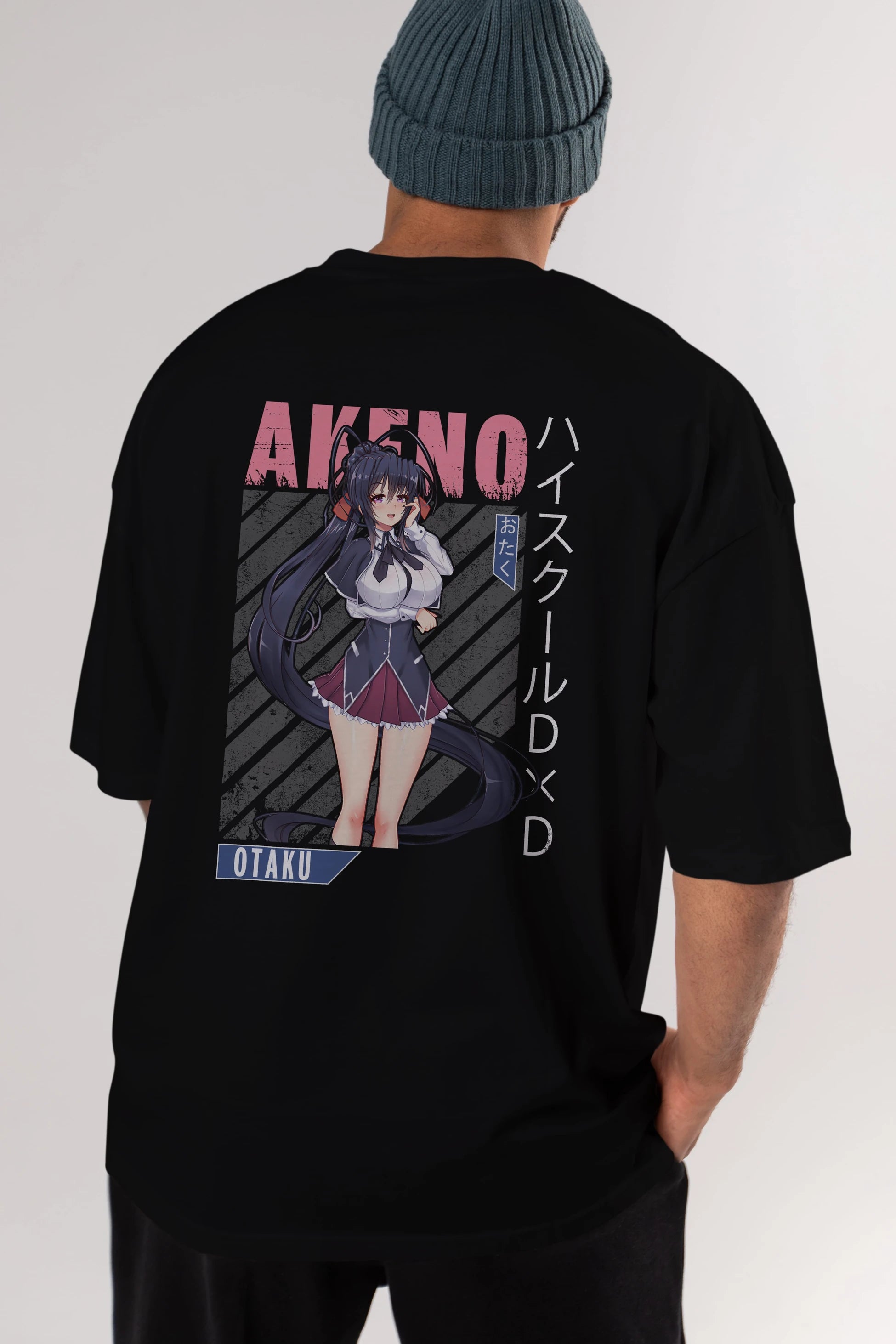 Akeno Himejima 4 Anime Arka Baskılı Oversize t-shirt Erkek Kadın Unisex