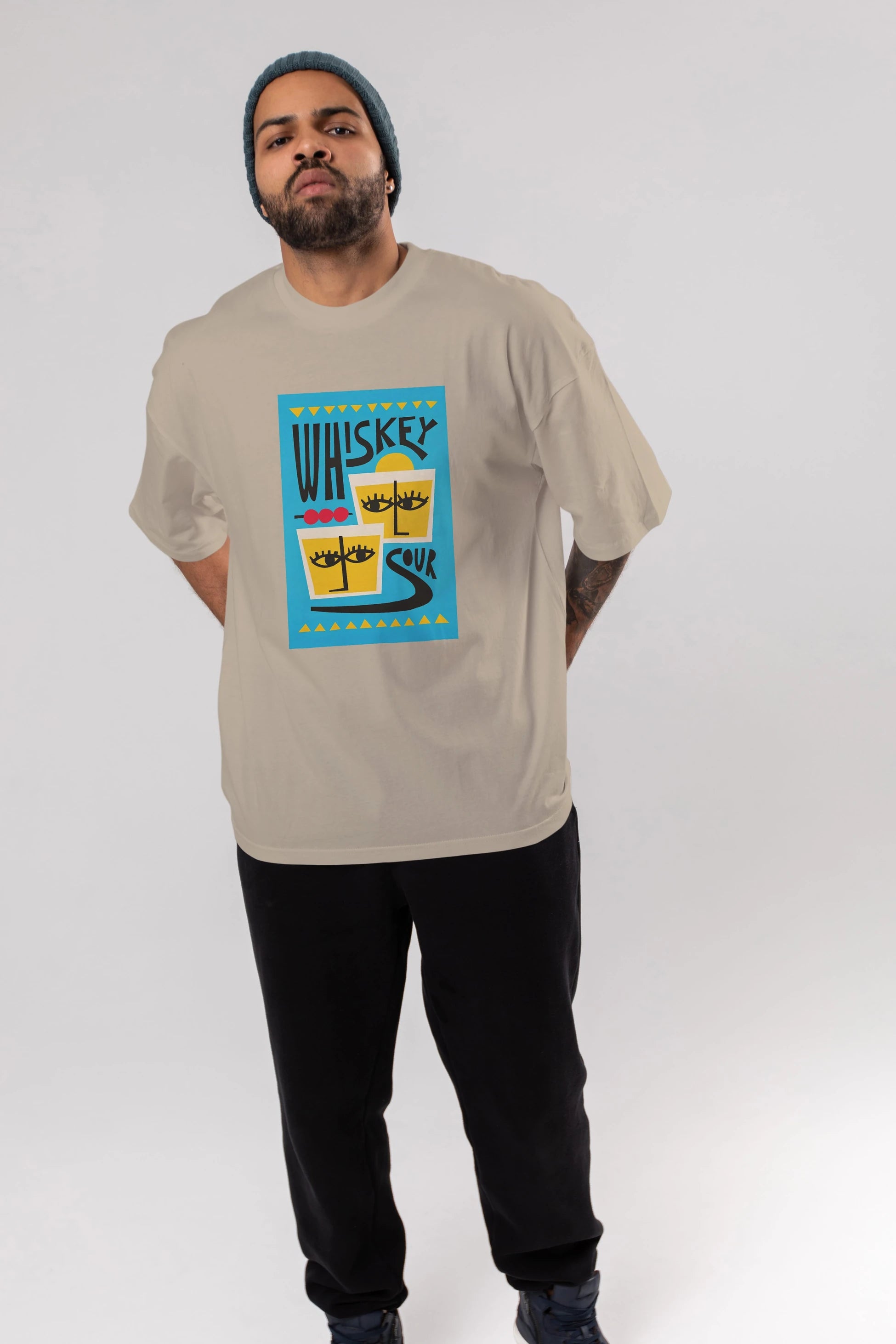 Whiskey Sour 2 Ön Baskılı Oversize t-shirt Erkek Kadın Unisex %100 Pamuk Bisiklet Yaka tişort
