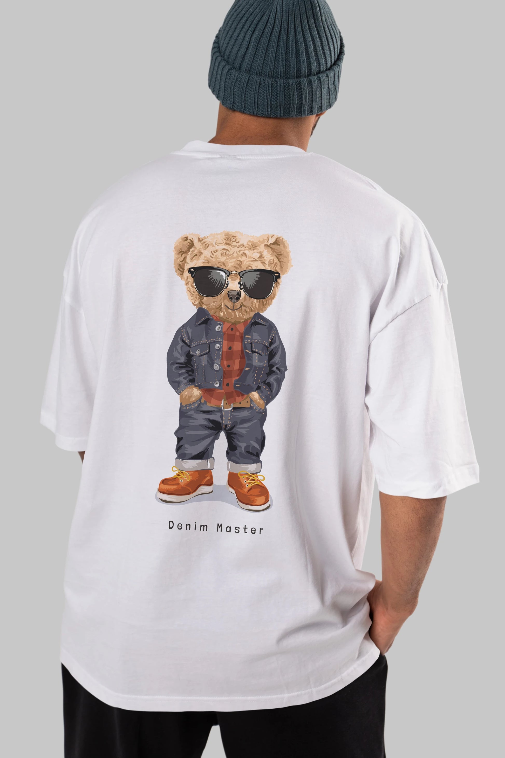 Teddy Bear Tarz Arka Baskılı Oversize t-shirt Erkek Kadın Unisex %100 Pamuk