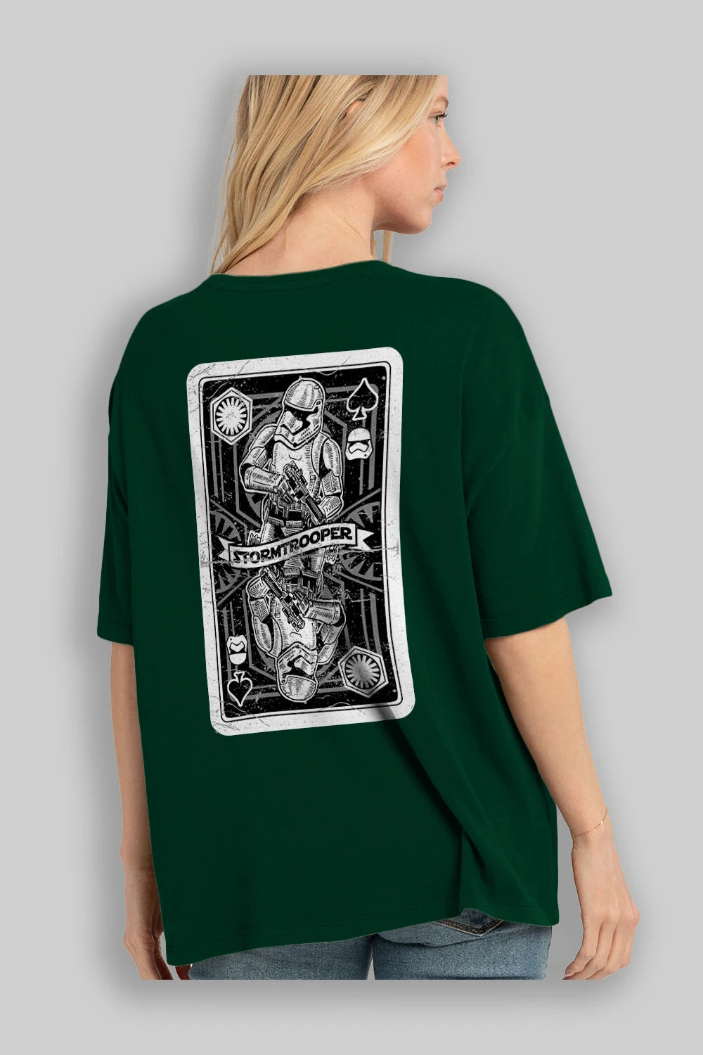 Stormtrooper Playing Card Arka Baskılı Oversize t-shirt Erkek Kadın Unisex %100 Pamuk