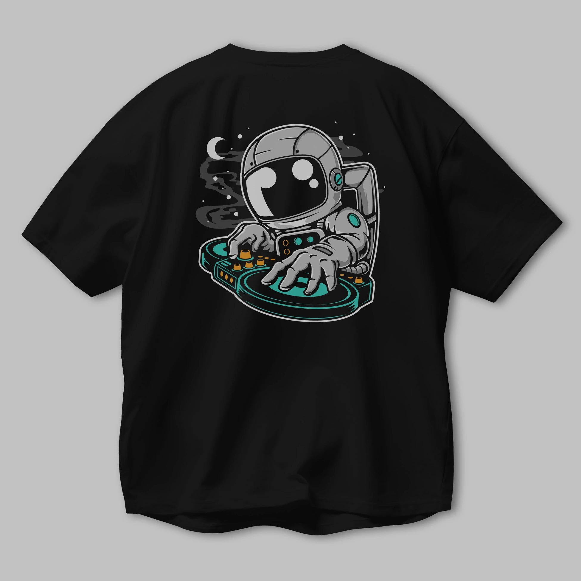 Astronaut DJ Arka Baskılı Oversize t-shirt Erkek Kadın Unisex