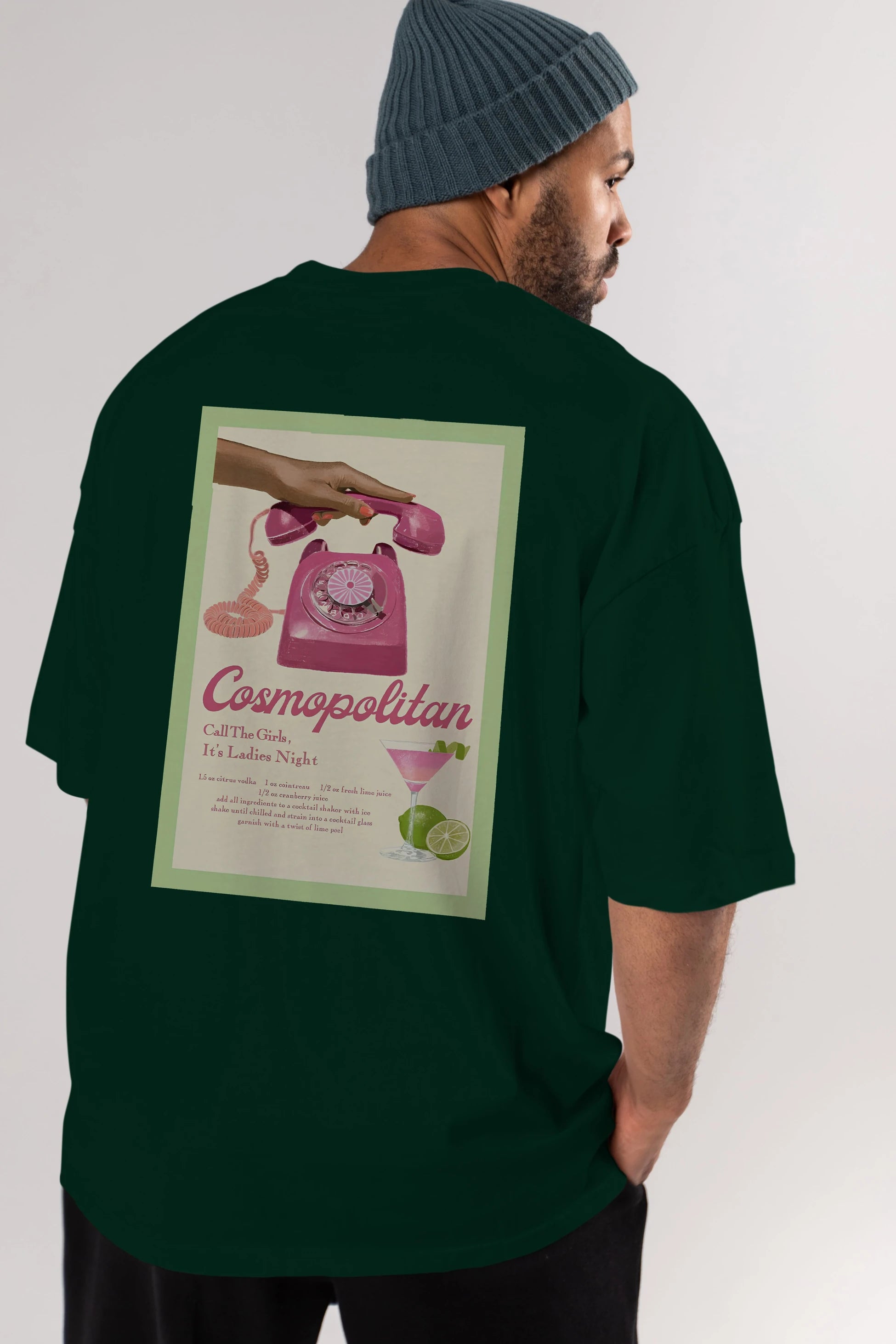 Cosmopolitan 5 Arka Baskılı Oversize t-shirt Erkek Kadın Unisex %100 Pamuk Bisiklet Yaka tişort