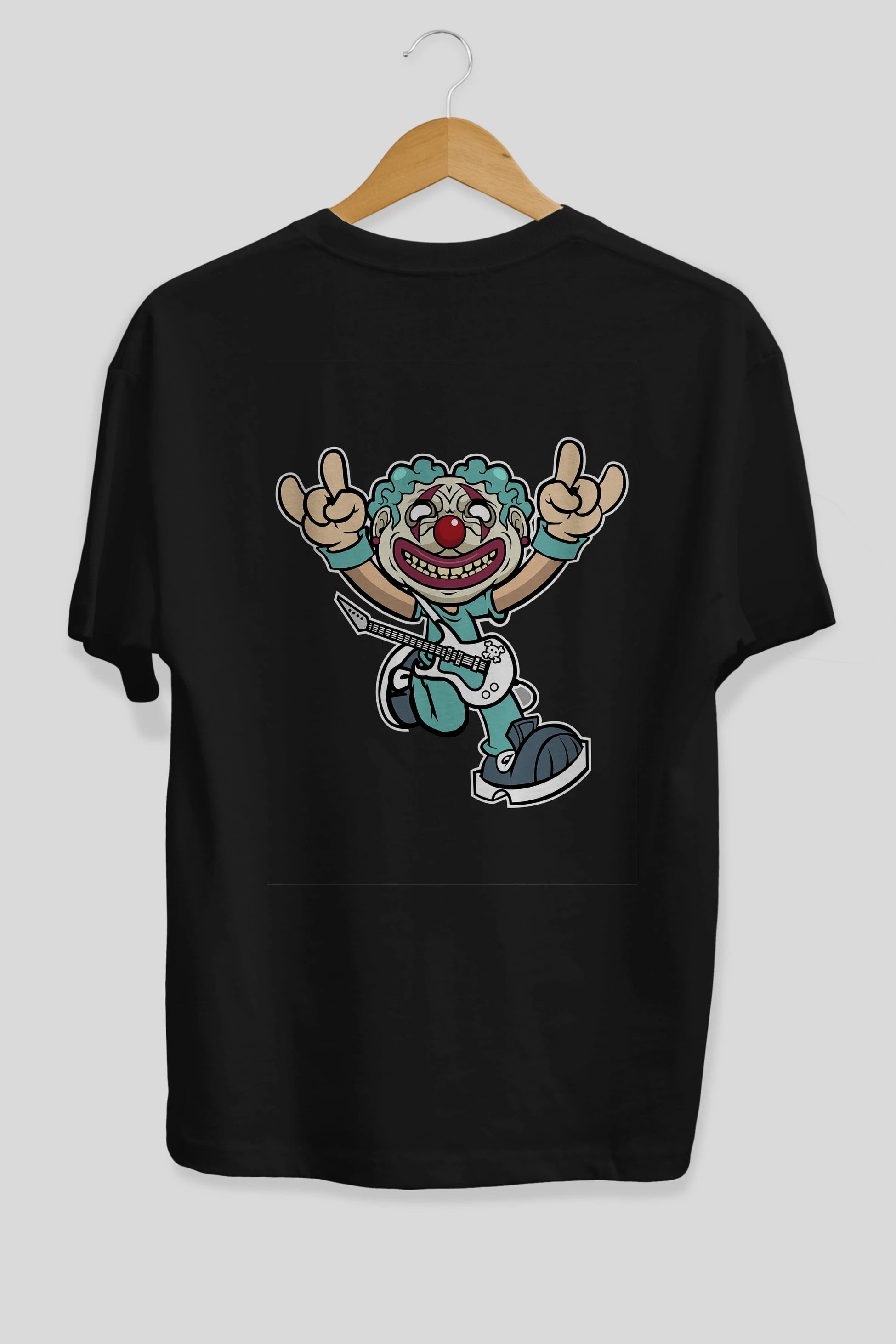 Clown Punk Arka Baskılı Oversize t-shirt Erkek Kadın Unisex %100 Pamuk tişort