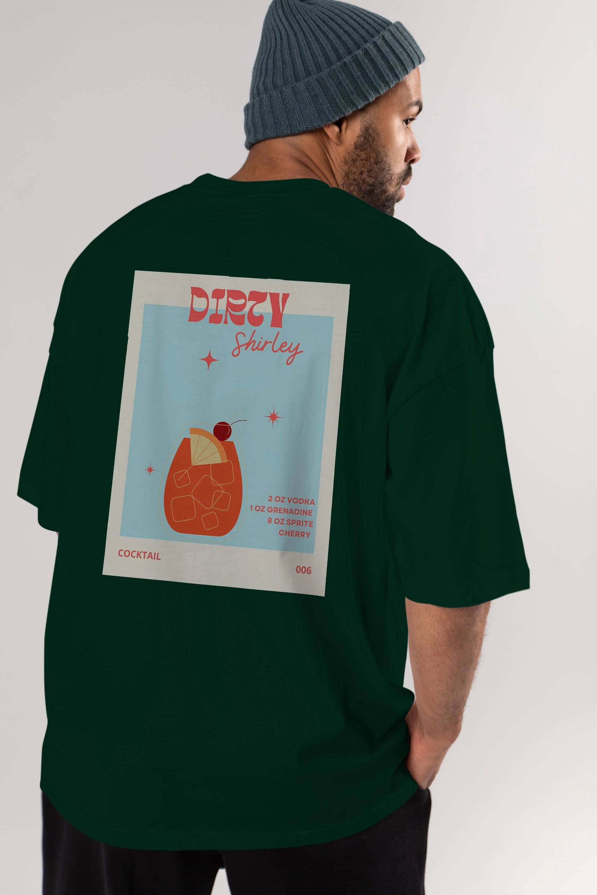 Dirty Shirley Arka Baskılı Oversize t-shirt Erkek Kadın Unisex %100 Pamuk Bisiklet Yaka tişort