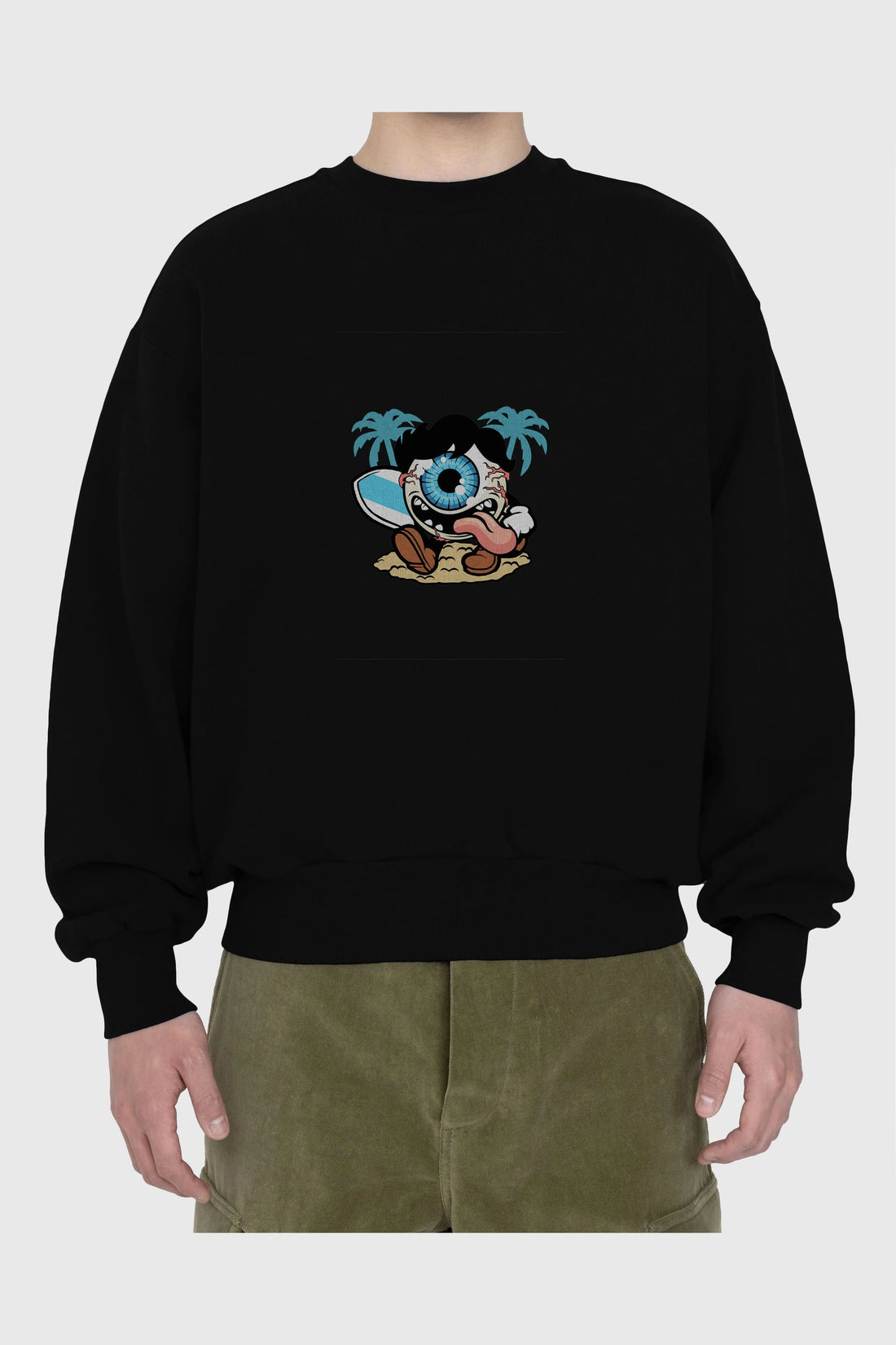 Eye Ball Surfer Ön Baskılı Oversize Sweatshirt Erkek Kadın Unisex