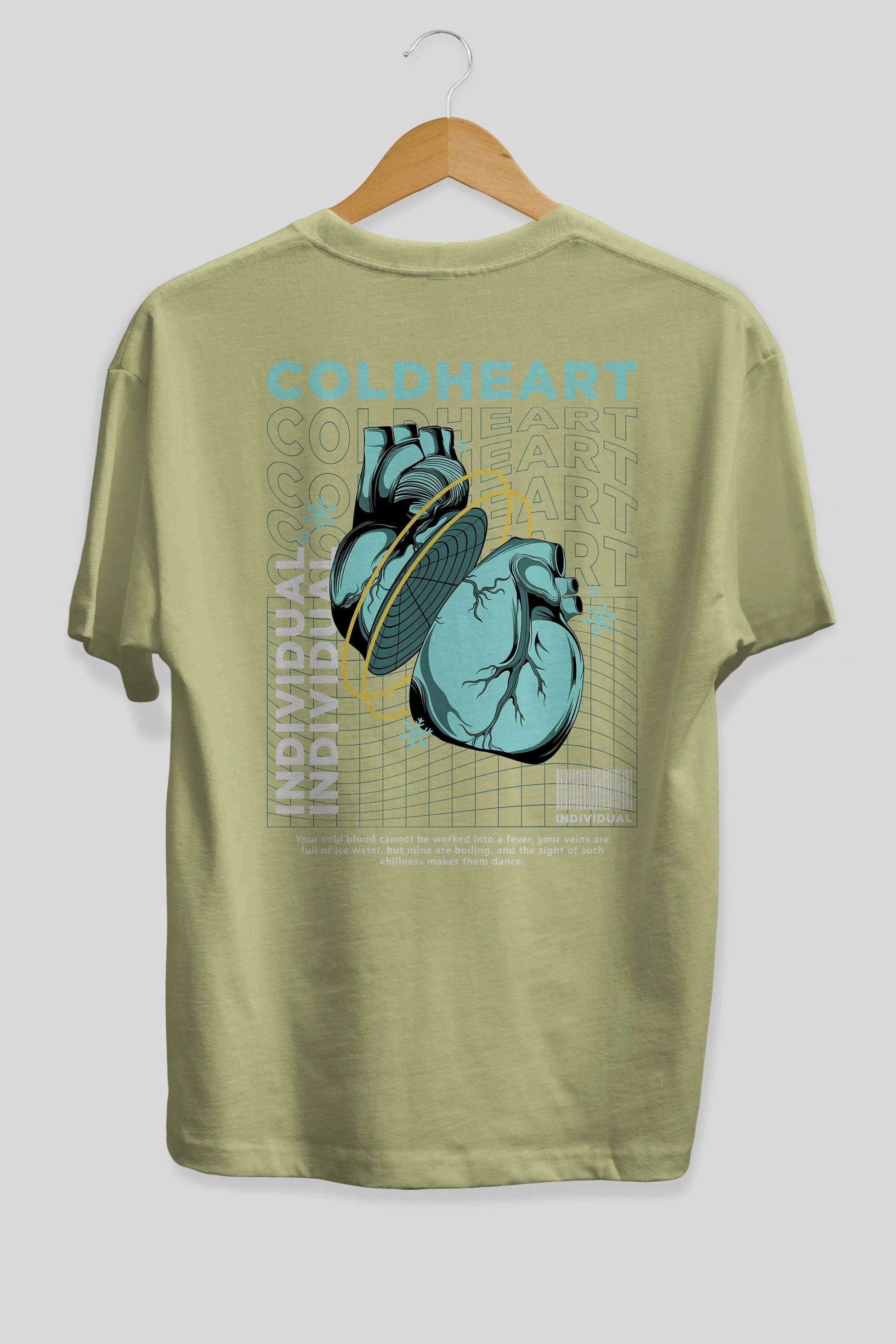 Cold Heart Arka Baskılı Oversize t-shirt Erkek Kadın Unisex