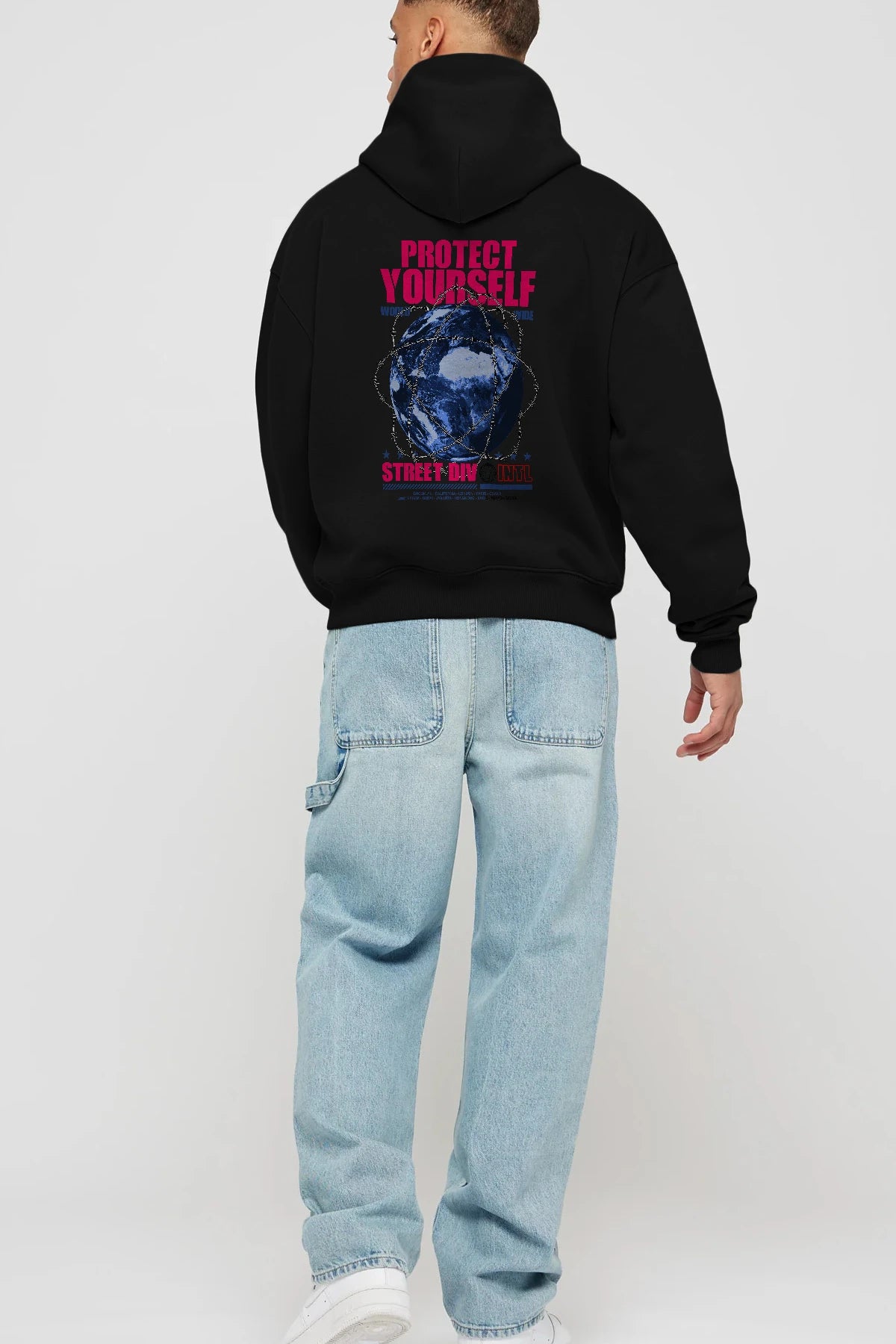 Protect Yourself Arka Baskılı Hoodie Oversize Kapüşonlu Sweatshirt Erkek Kadın Unisex