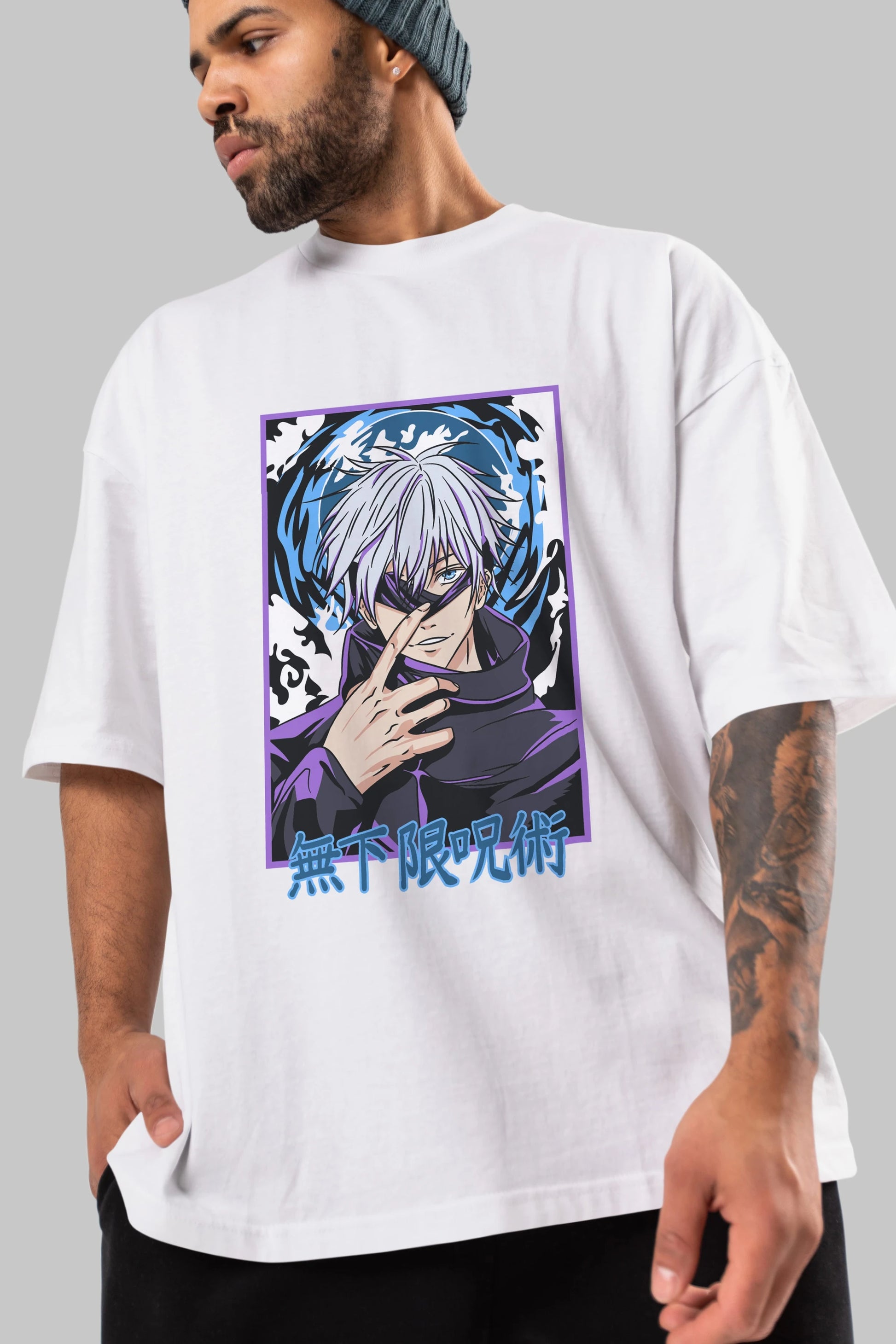 SATORU GOJO 3 Anime Ön Baskılı Oversize t-shirt %100 pamuk Erkek Kadın Unisex